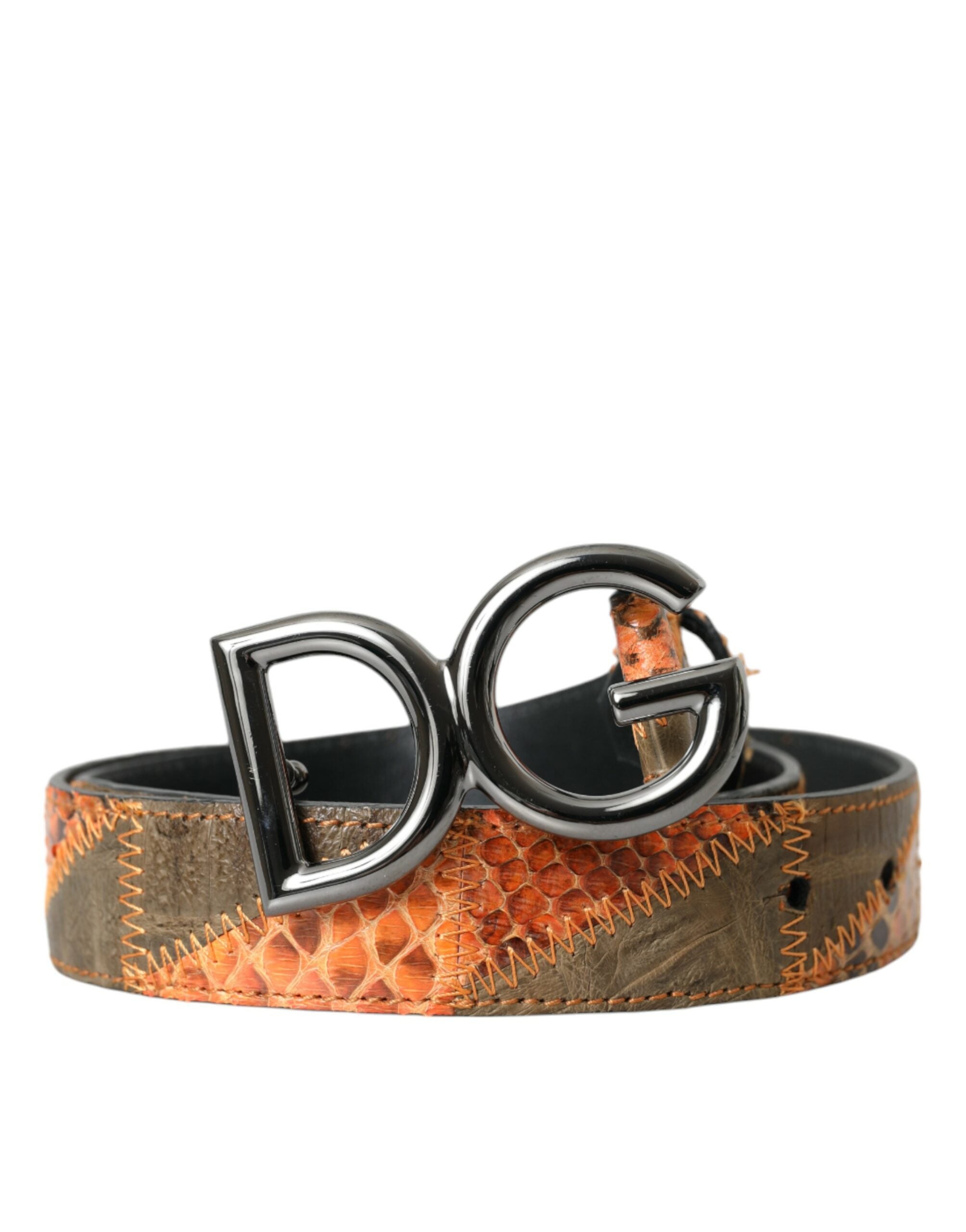 Dolce & Gabbana Patchwork Python Leather Logo Buckle Belt Men - Luksusmuotia Dolce & Gabbana - Tutustu YVES JAVANNI® 