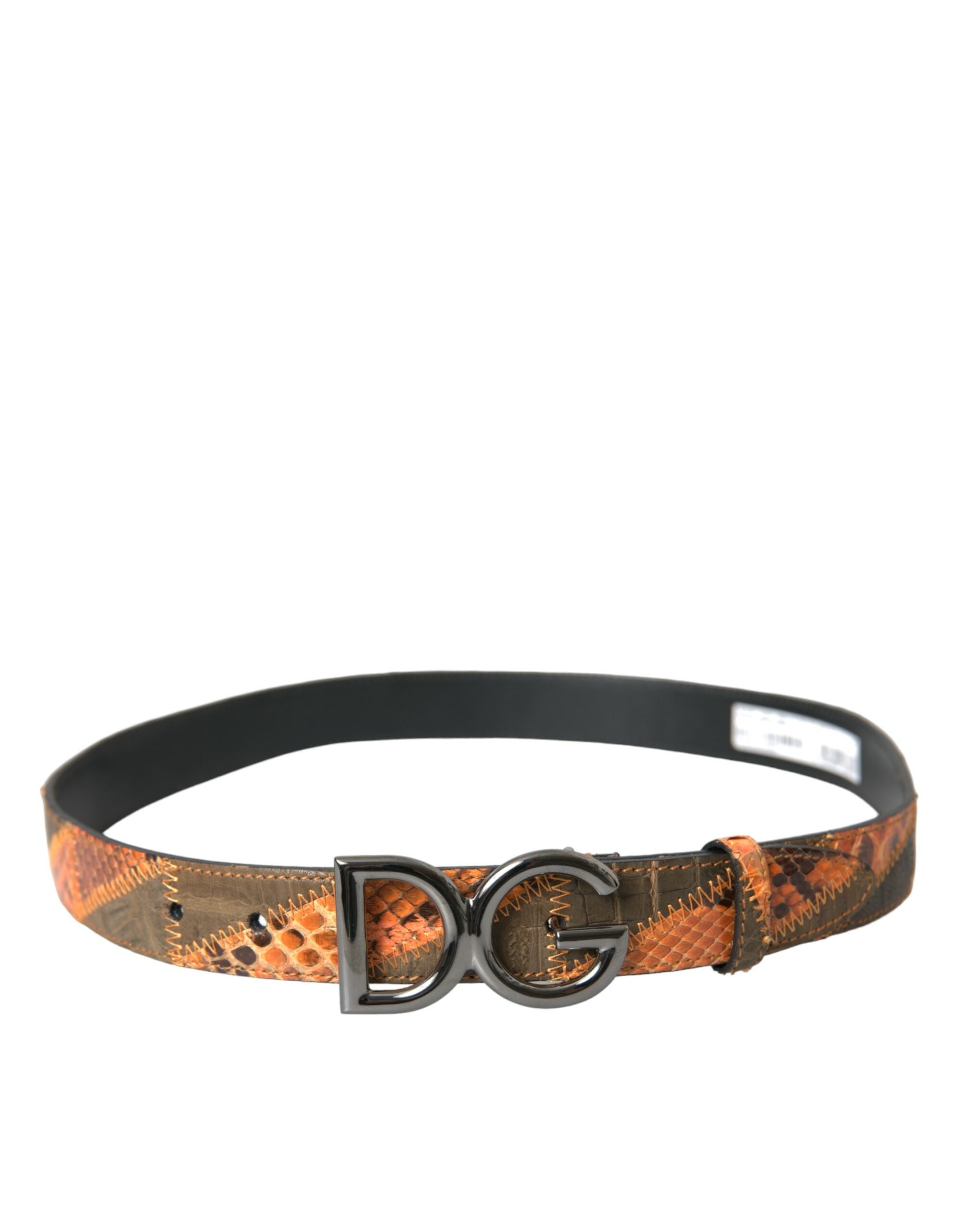 Dolce & Gabbana Patchwork Python Leather Logo Buckle Belt Men - Luksusmuotia Dolce & Gabbana - Tutustu YVES JAVANNI® 