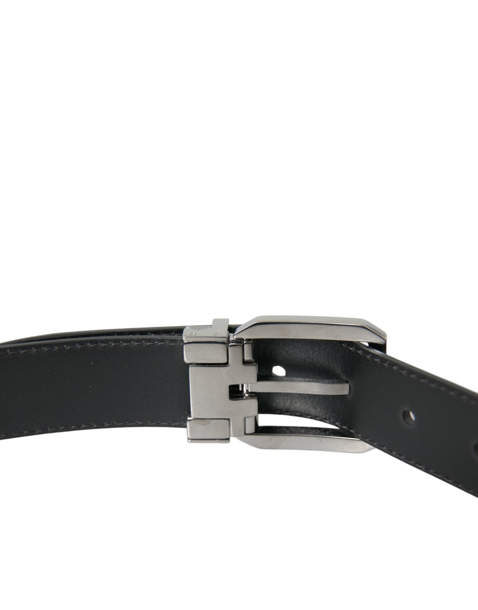 Dolce & Gabbana Black Leather Silver Metal Buckle Belt Men - Luksusmuotia Dolce & Gabbana - Tutustu YVES JAVANNI® 