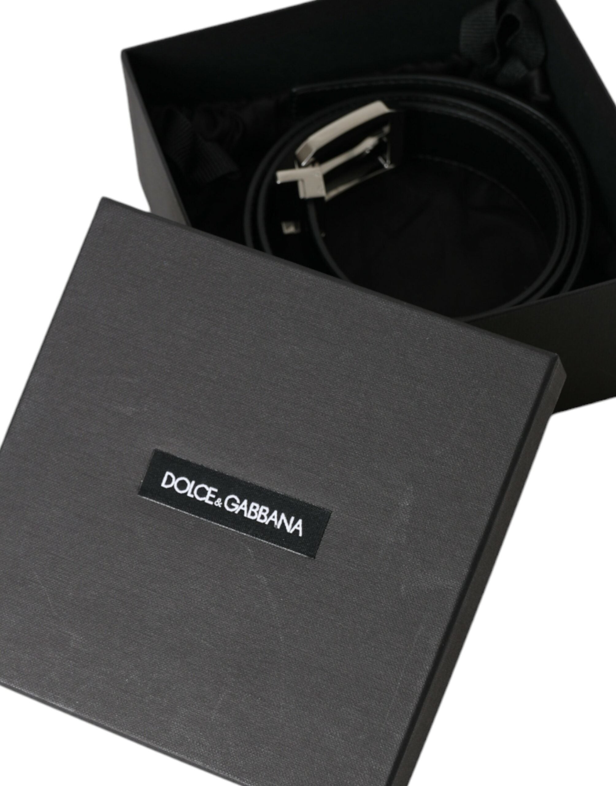 Dolce & Gabbana Black Leather Silver Metal Buckle Belt Men - Luksusmuotia Dolce & Gabbana - Tutustu YVES JAVANNI® 