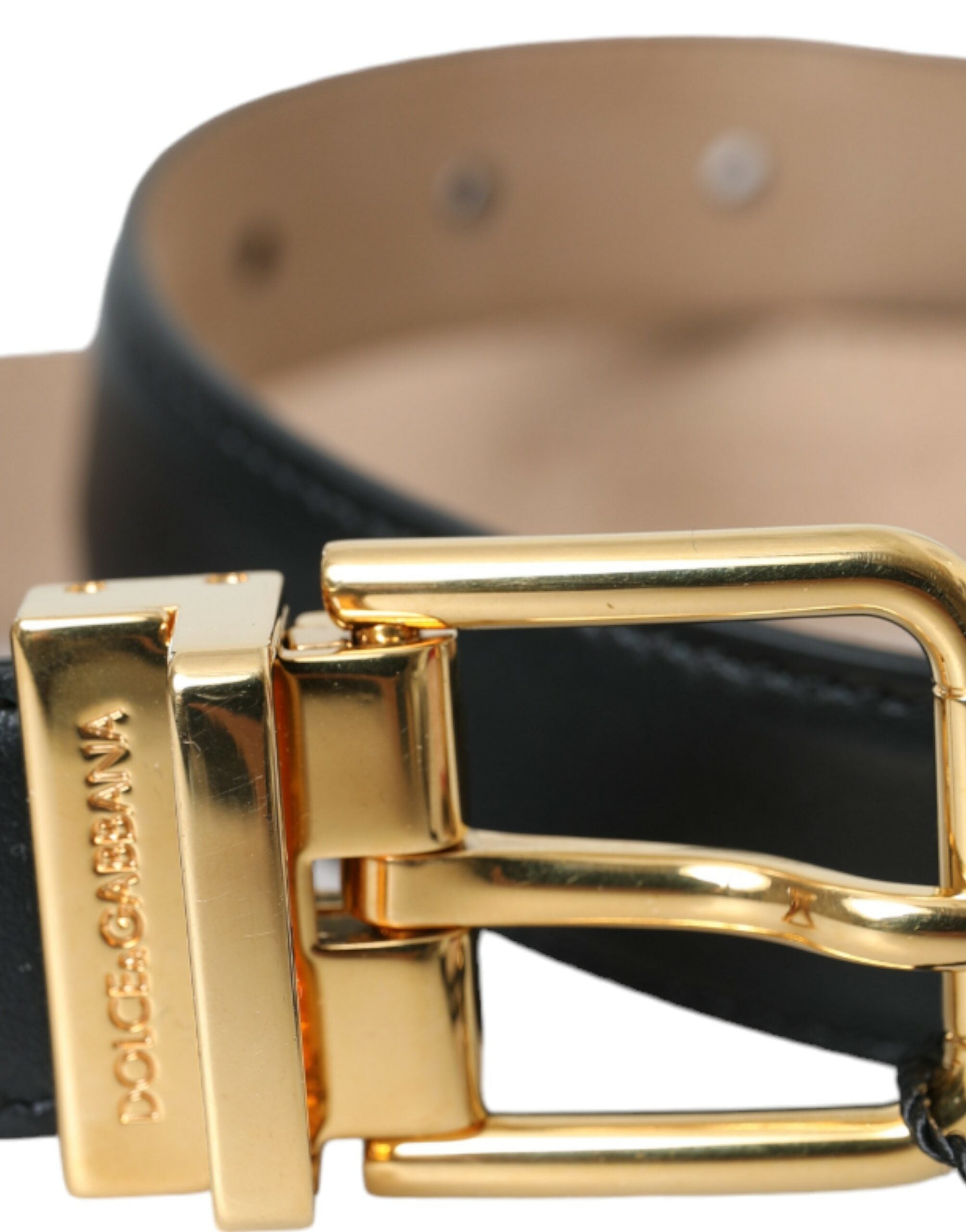 Dolce & Gabbana Black Leather Gold Metal Buckle Belt Men - Luksusmuotia Dolce & Gabbana - Tutustu YVES JAVANNI® 