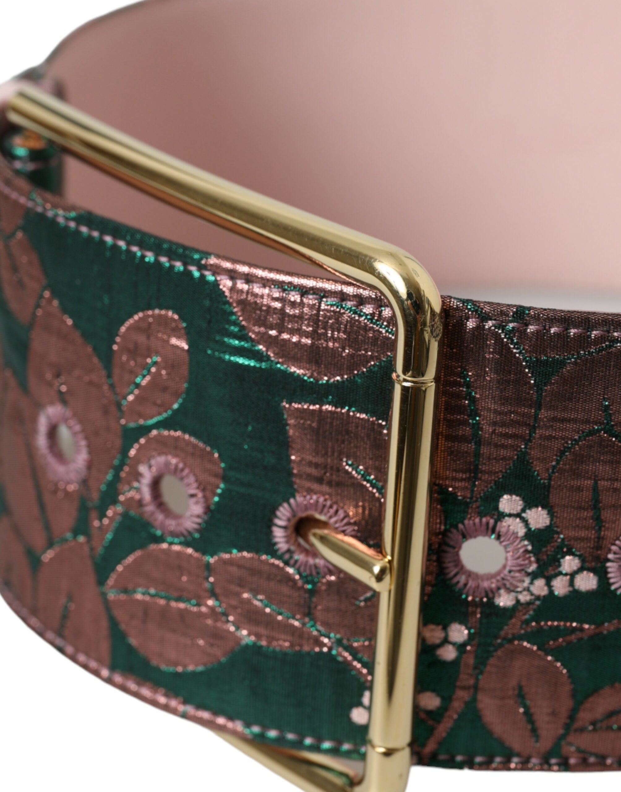 Dolce & Gabbana Multicolor Floral Jacquard Lurex Gold Buckle Belt - Luksuslaukut ja asusteet Dolce & Gabbana - Tutustu YVES JAVANNI® 