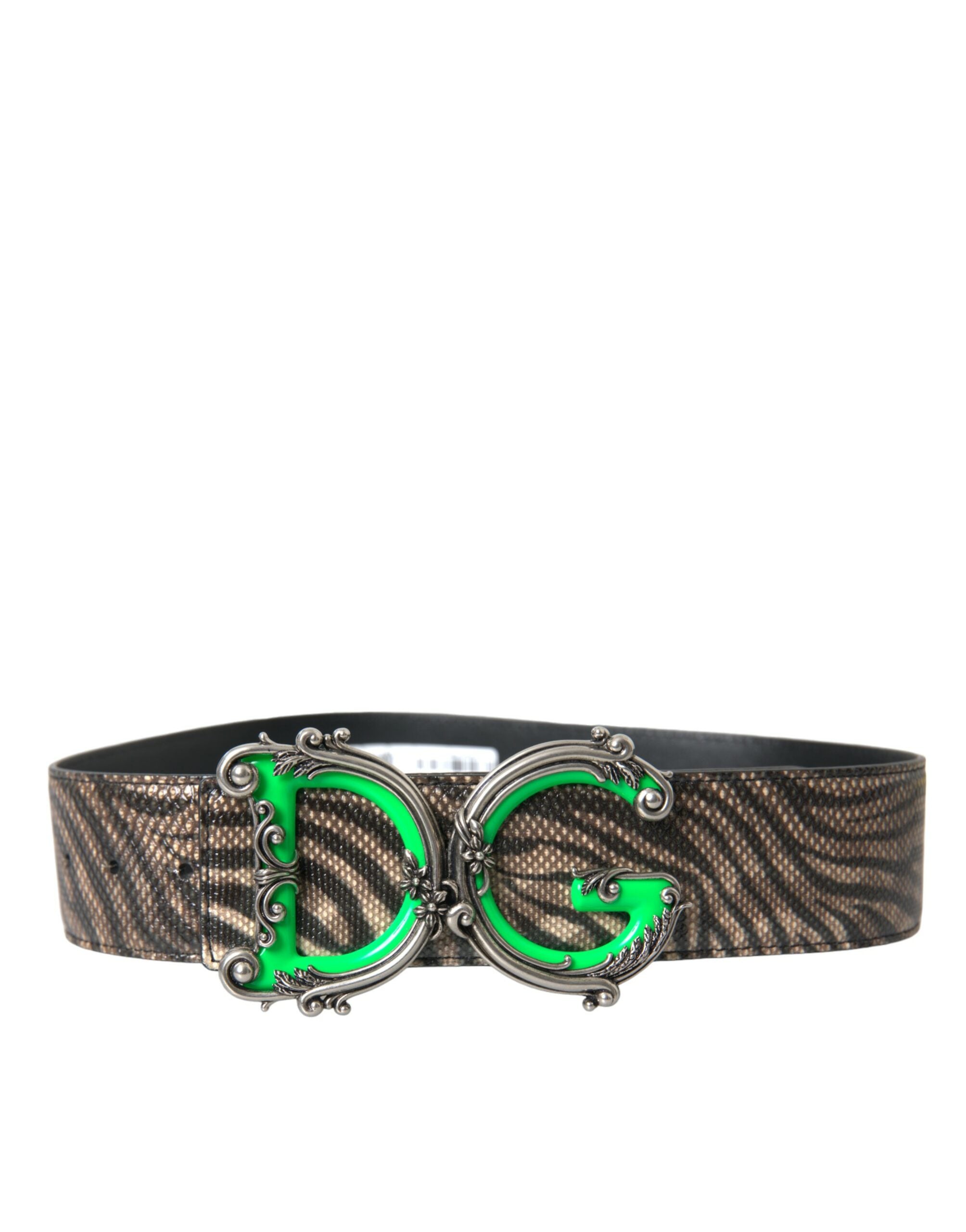 Dolce & Gabbana Brown Zebra Leather Metal Logo Buckle Belt - Luksusmuotia Dolce & Gabbana - Tutustu YVES JAVANNI® 