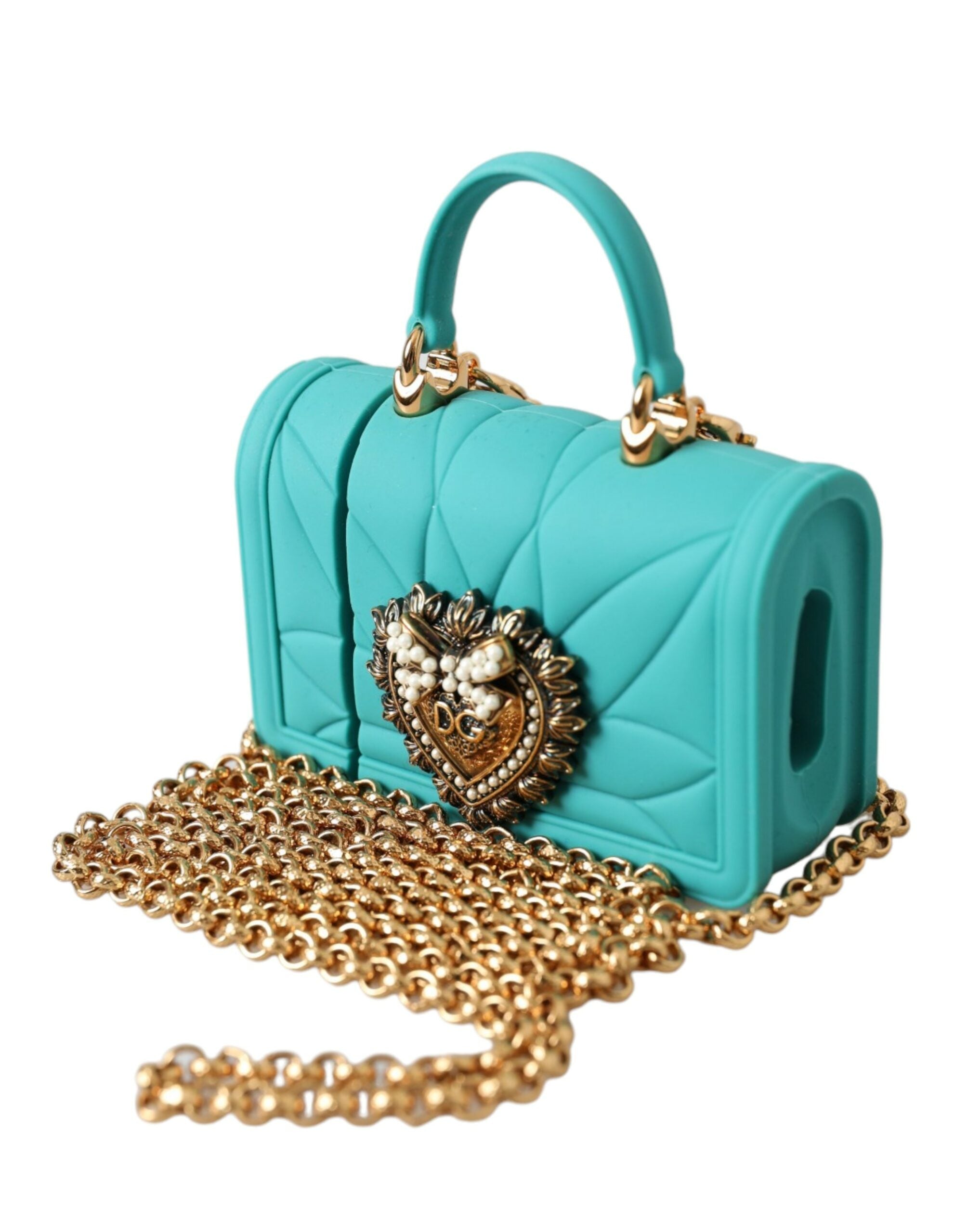 Dolce & Gabbana Turquoise Silicone Devotion Heart Cover Bag Airpods Case - Luksusmuotia Dolce & Gabbana - Tutustu YVES JAVANNI® 