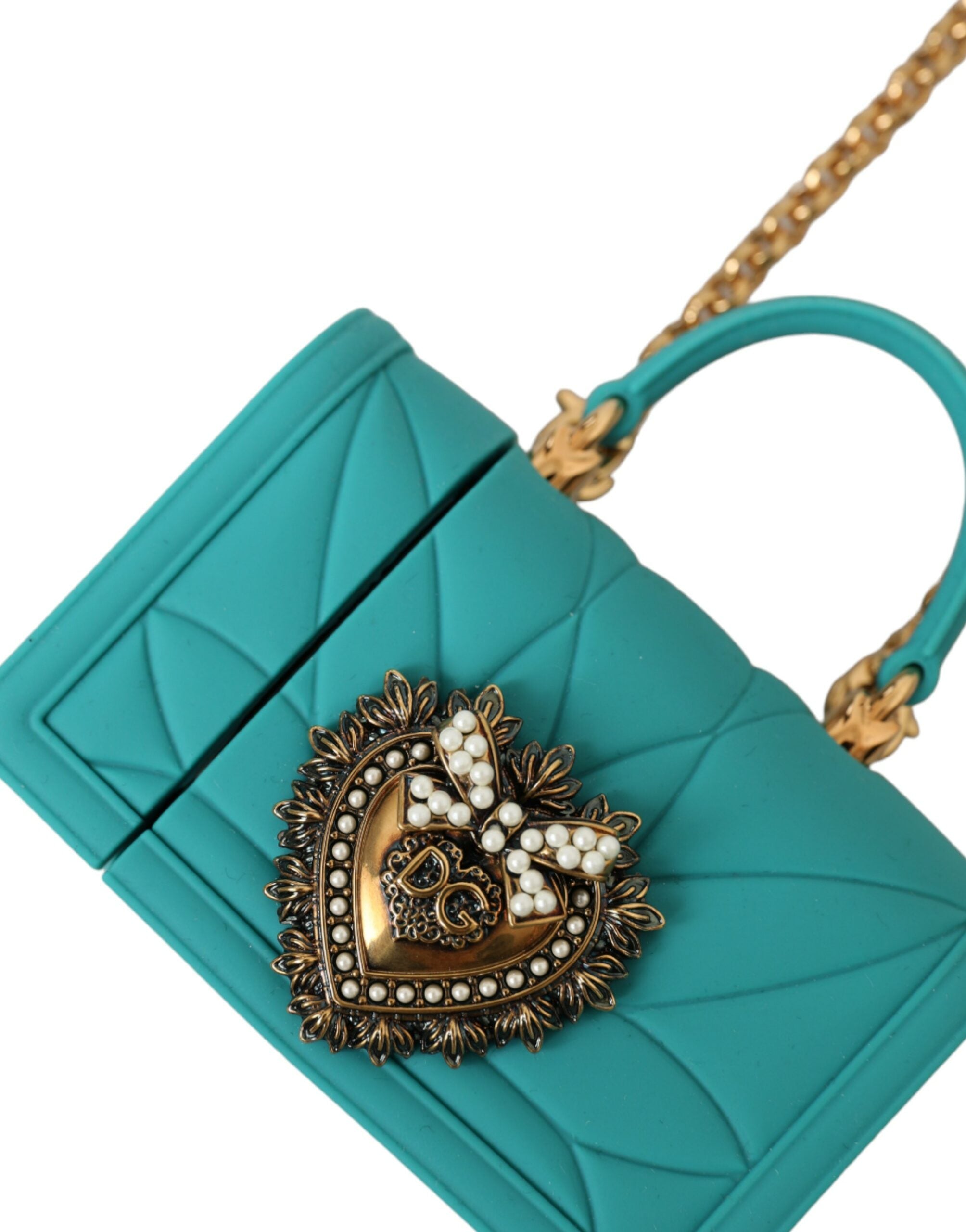 Dolce & Gabbana Turquoise Silicone Devotion Heart Cover Bag Airpods Case - Luksusmuotia Dolce & Gabbana - Tutustu YVES JAVANNI® 