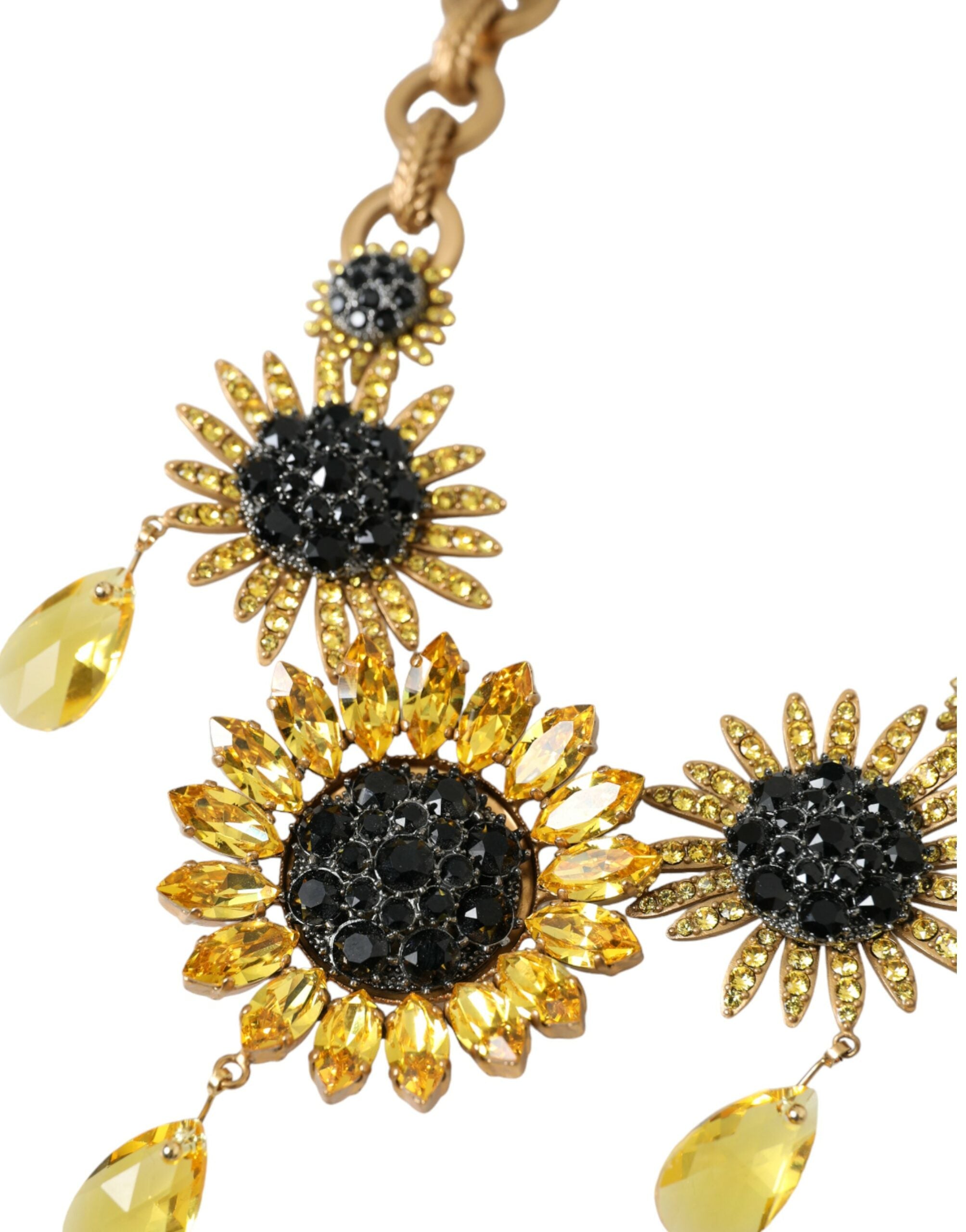 Dolce & Gabbana Gold Tone Brass Sunflower Crystal Embellished Necklace - Luksusmuotia Dolce & Gabbana - Tutustu YVES JAVANNI® 