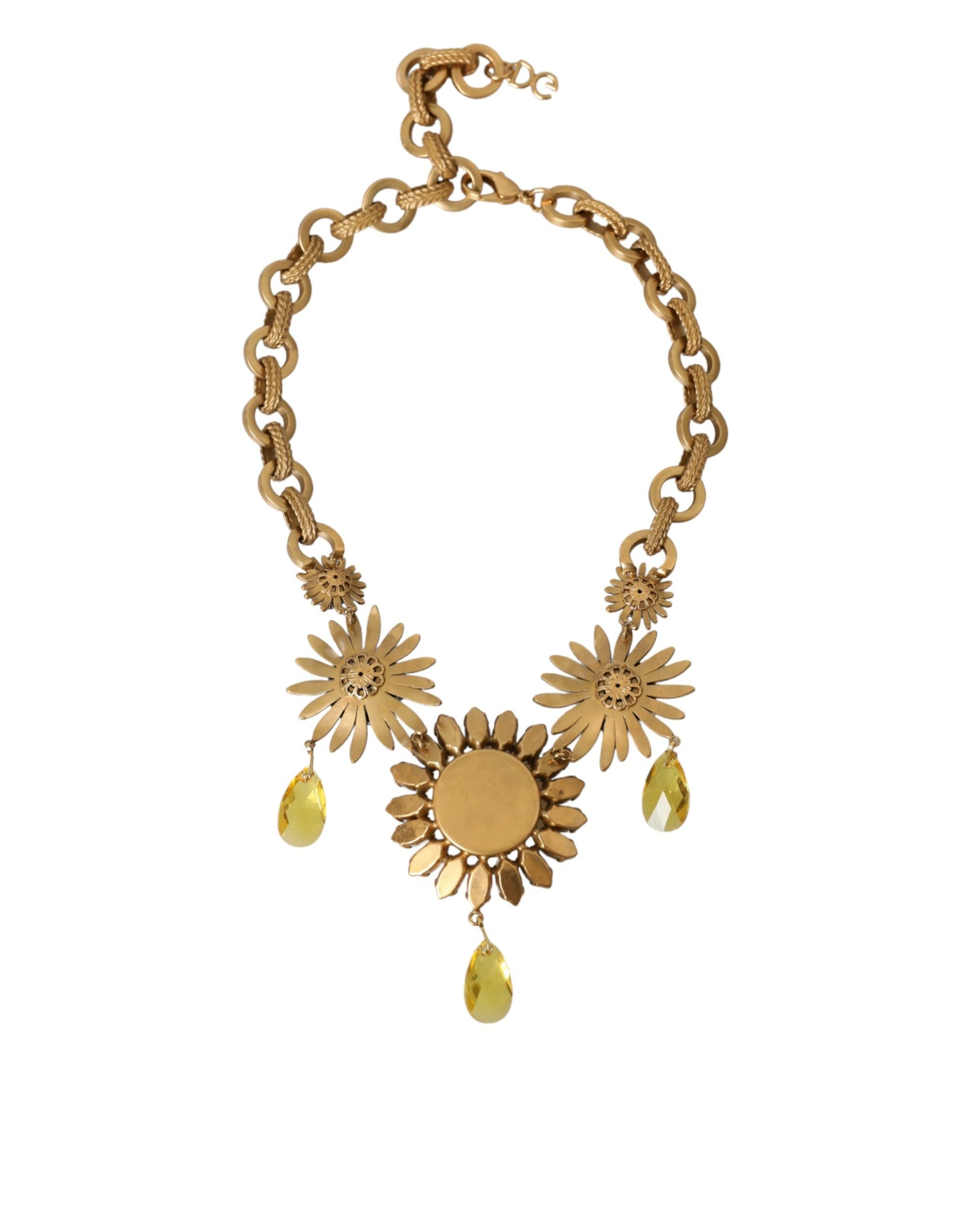 Dolce & Gabbana Gold Tone Brass Sunflower Crystal Embellished Necklace - Luksusmuotia Dolce & Gabbana - Tutustu YVES JAVANNI® 