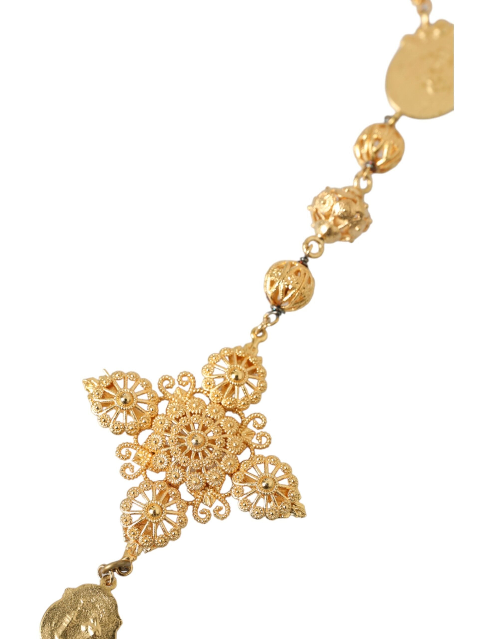 Dolce & Gabbana Gold Tone Chain Brass Beaded Statement Sicily Necklace - Luksusmuotia Dolce & Gabbana - Tutustu YVES JAVANNI® 