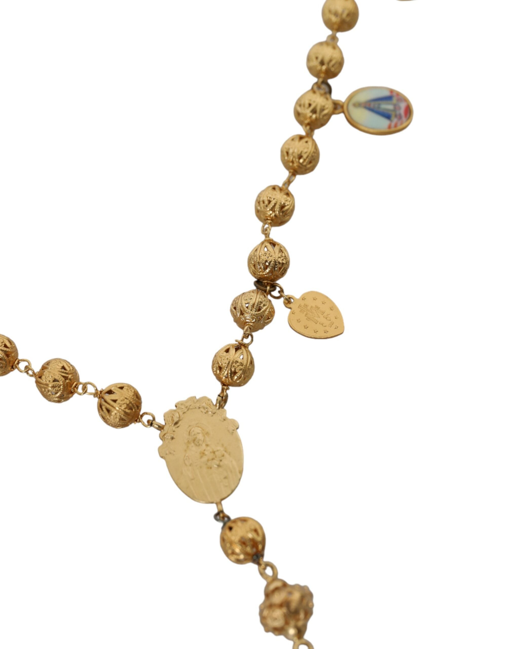 Dolce & Gabbana Gold Tone Chain Brass Beaded Statement Sicily Necklace - Luksusmuotia Dolce & Gabbana - Tutustu YVES JAVANNI® 