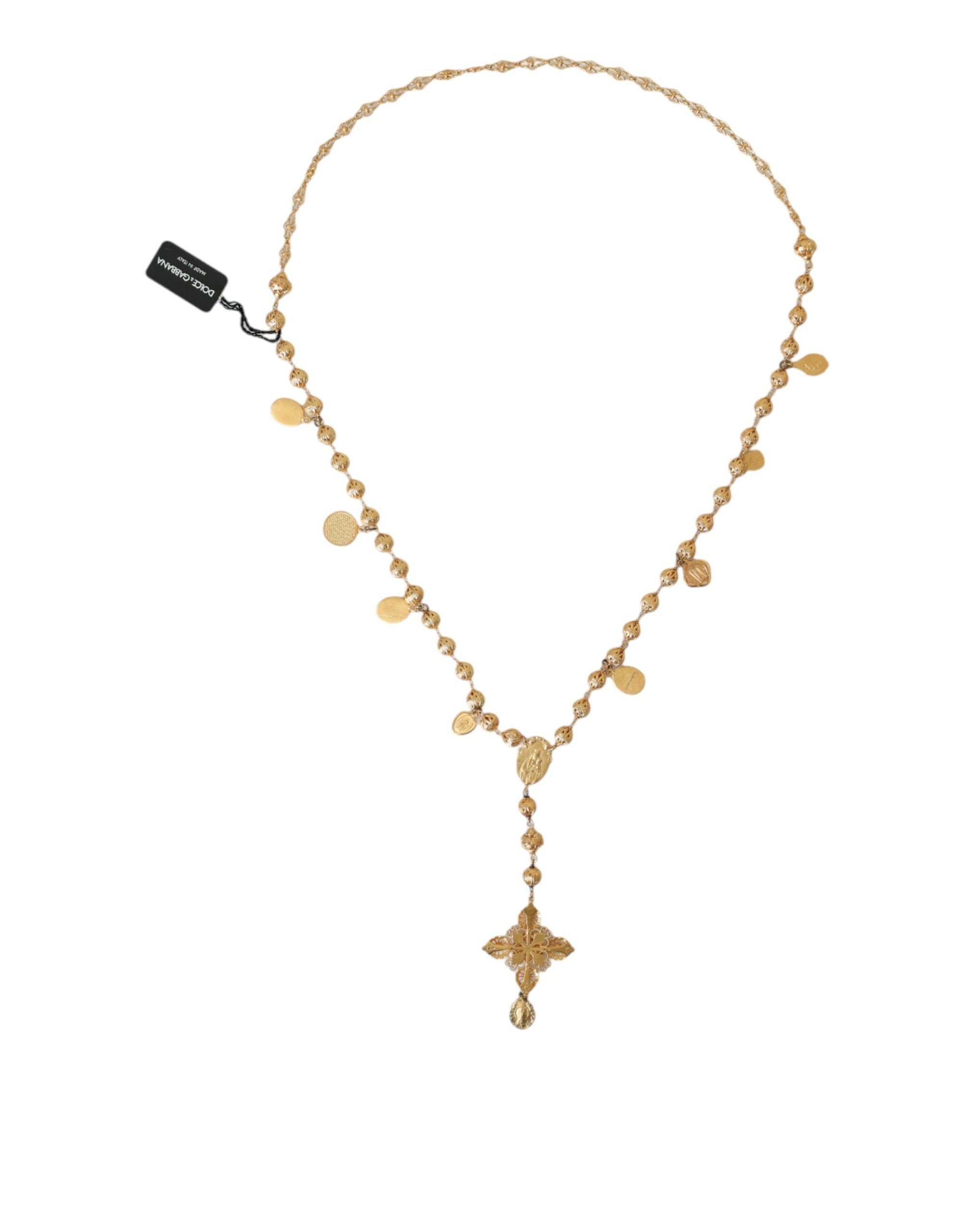 Dolce & Gabbana Gold Tone Chain Brass Beaded Statement Sicily Necklace - Luksusmuotia Dolce & Gabbana - Tutustu YVES JAVANNI® 