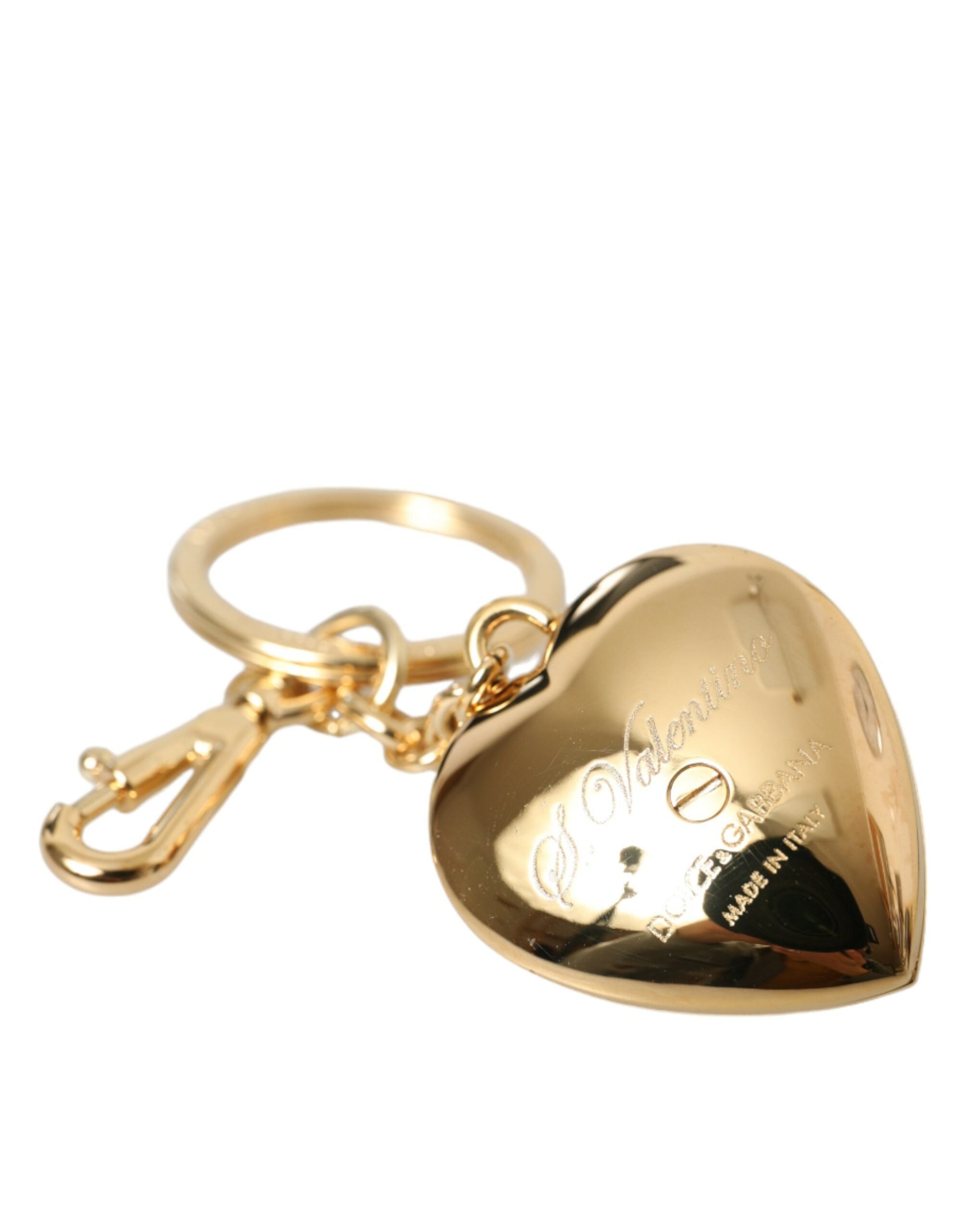 Dolce & Gabbana Metallic Gold Brass Heart Floral Pendant Keychain Keyring - Luksusmuotia Dolce & Gabbana - Tutustu YVES JAVANNI® 