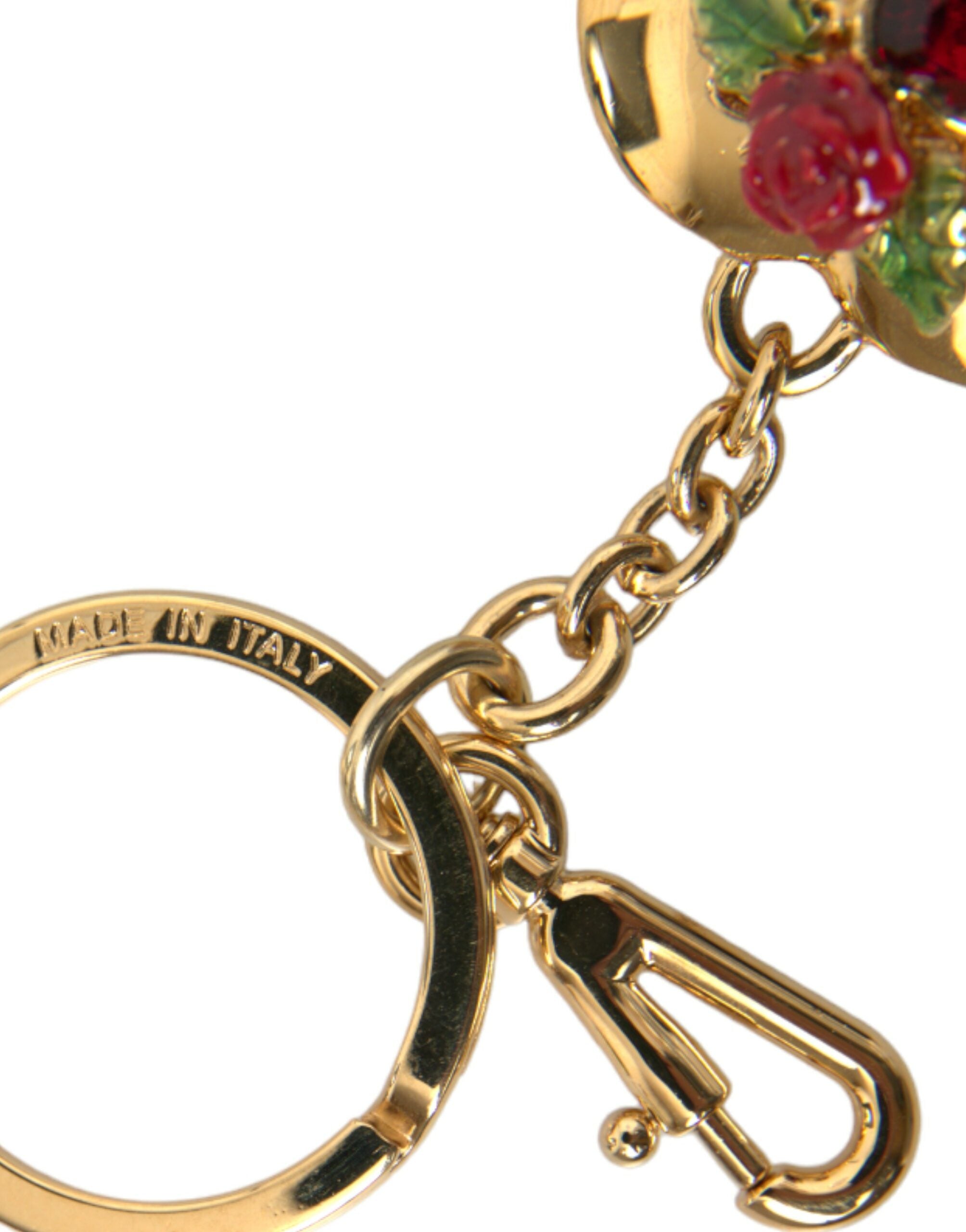 Dolce & Gabbana Metallic Gold Brass Heart Floral Pendant Keychain Keyring - Luksusmuotia Dolce & Gabbana - Tutustu YVES JAVANNI® 