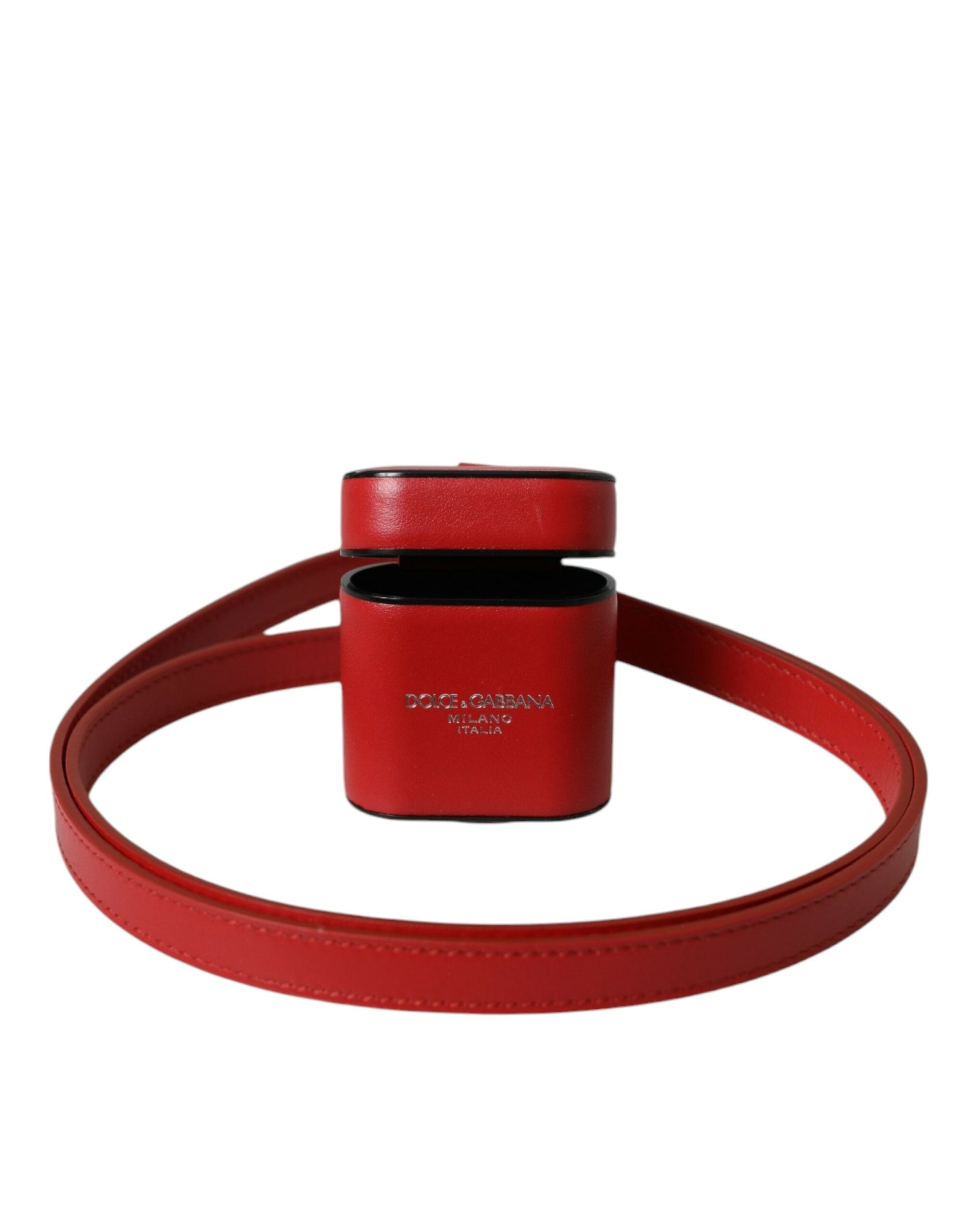 Dolce & Gabbana Red Calfskin Leather Logo Print Strap Men Airpods Case - Luksusmuotia Dolce & Gabbana - Tutustu YVES JAVANNI® 