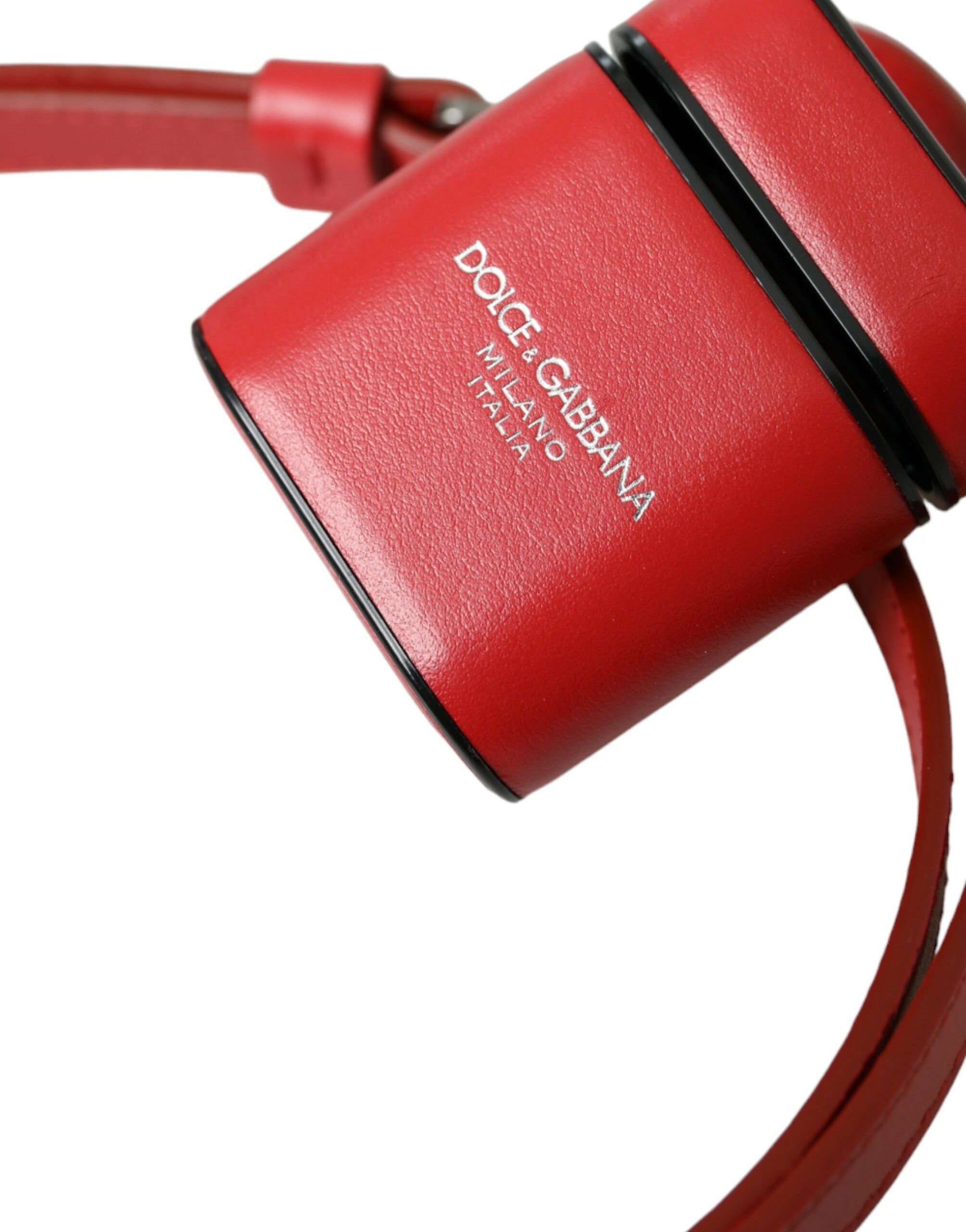 Dolce & Gabbana Red Calfskin Leather Logo Print Strap Men Airpods Case - Luksusmuotia Dolce & Gabbana - Tutustu YVES JAVANNI® 