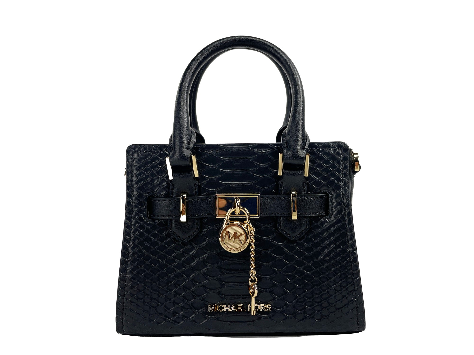 Michael Kors Hamilton XS Black Snake Satchel Crossbody Bag Purse - Luksusmuotia Michael Kors - Tutustu YVES JAVANNI® 