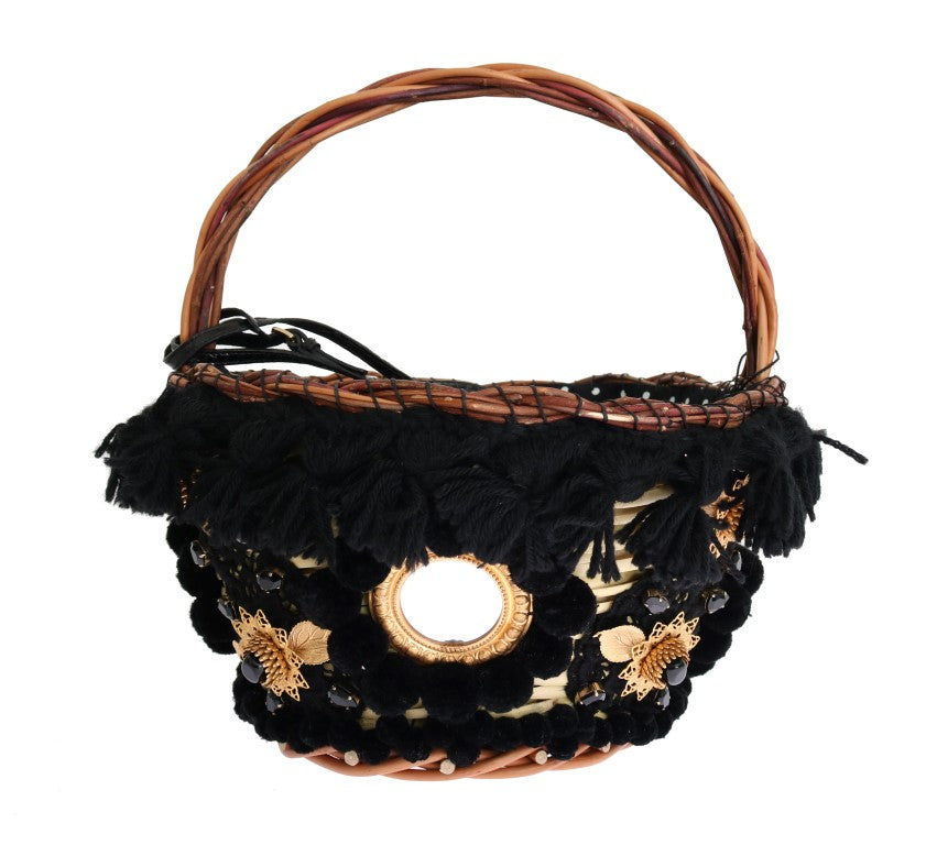 Dolce & Gabbana Chic Beige & Black Straw Snakeskin Bucket Bag - Luksusmuotia Dolce & Gabbana - Tutustu YVES JAVANNI® 