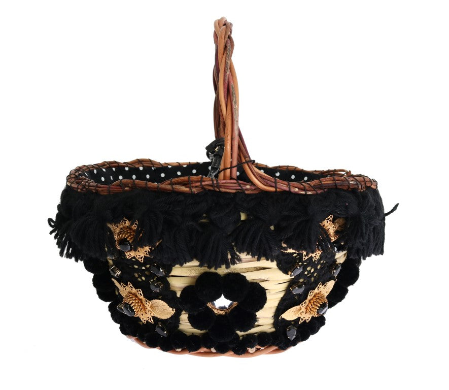 Dolce & Gabbana Chic Beige & Black Straw Snakeskin Bucket Bag - Luksusmuotia Dolce & Gabbana - Tutustu YVES JAVANNI® 