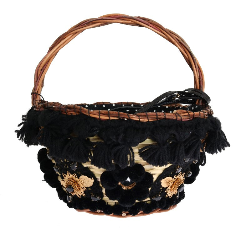 Dolce & Gabbana Chic Beige & Black Straw Snakeskin Bucket Bag - Luksusmuotia Dolce & Gabbana - Tutustu YVES JAVANNI® 