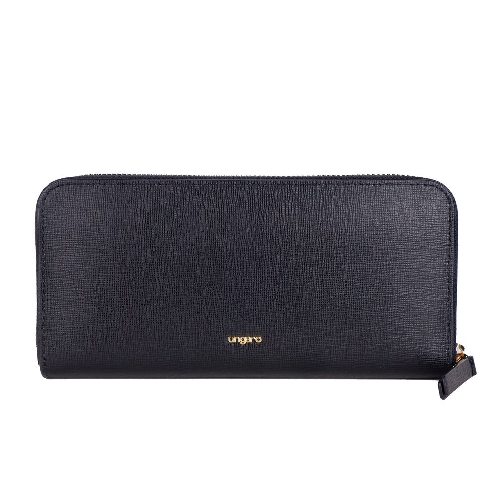 Ungaro Elegant Leather Zippered Wallet in Classic Black - Luksusmuotia Ungaro - Tutustu YVES JAVANNI® 