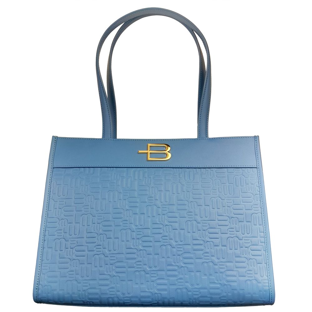 Baldinini Trend Elegant Light Blue Shopping Bag with Logo Motif - Luksusmuotia Baldinini Trend - Tutustu YVES JAVANNI® 