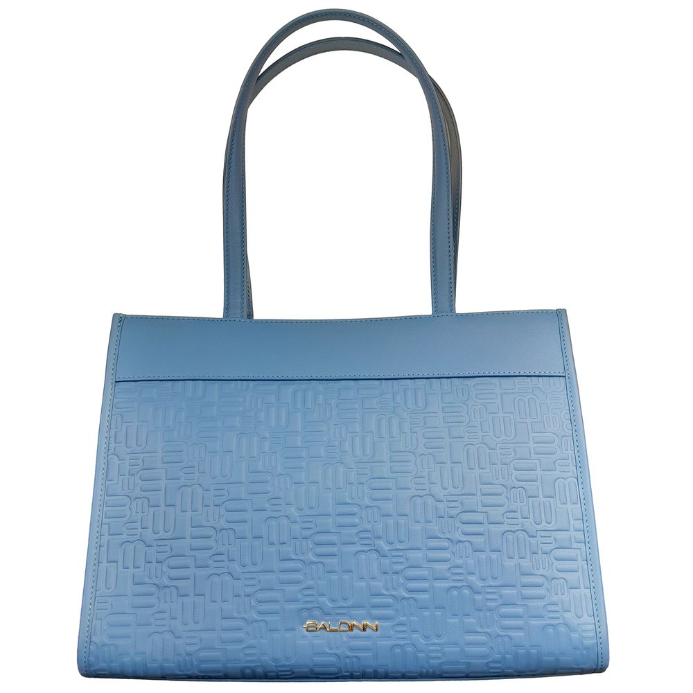 Baldinini Trend Elegant Light Blue Shopping Bag with Logo Motif - Luksusmuotia Baldinini Trend - Tutustu YVES JAVANNI® 