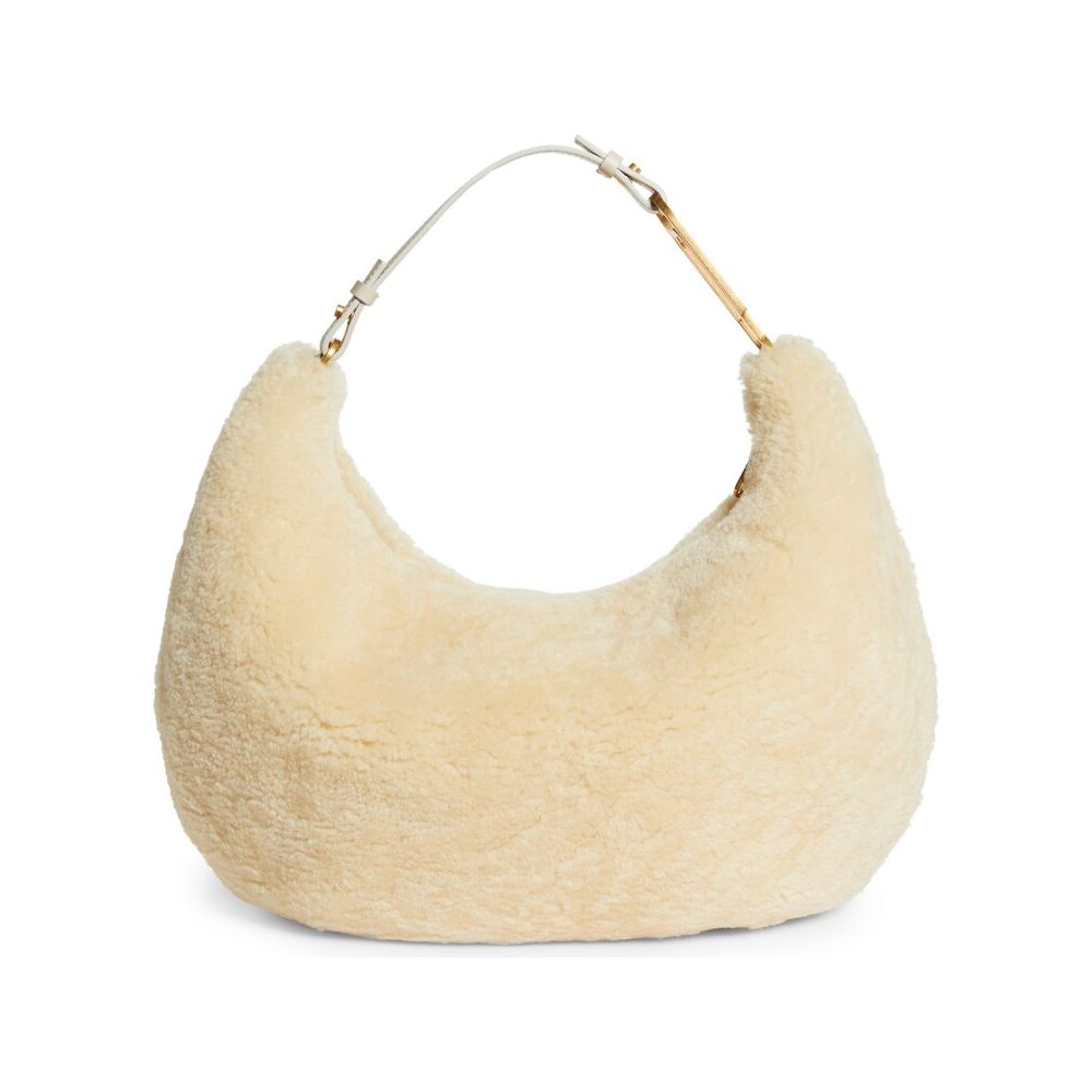 Off-White Cream Shearling Wool Chic Shoulder Bag - Luksusmuotia Off-White - Tutustu YVES JAVANNI® 