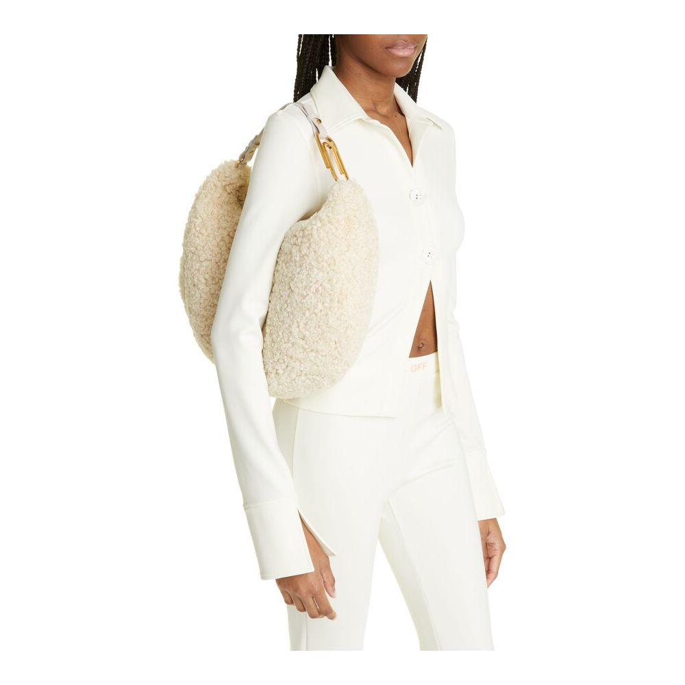 Off-White Cream Shearling Wool Chic Shoulder Bag - Luksusmuotia Off-White - Tutustu YVES JAVANNI® 