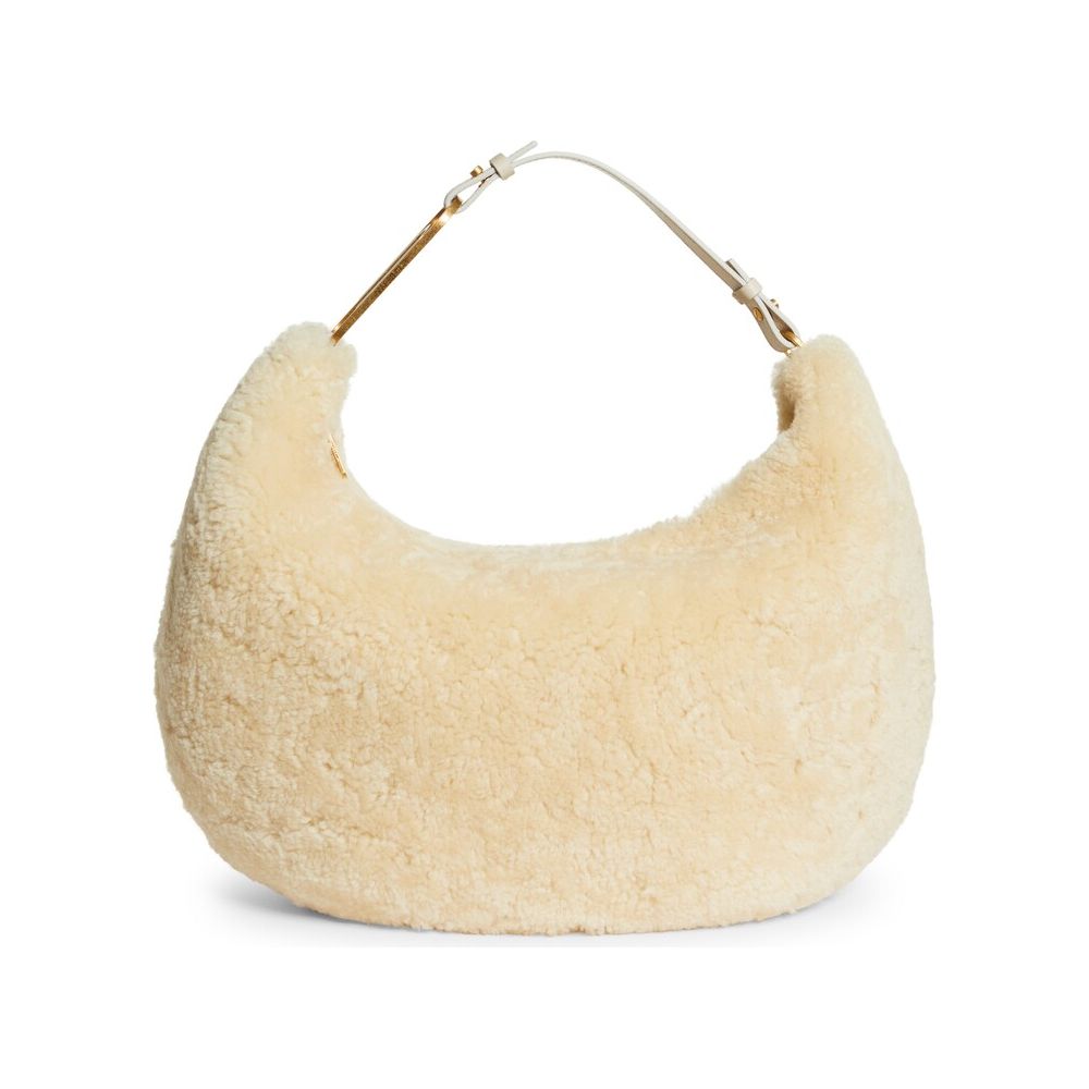 Off-White Cream Shearling Wool Chic Shoulder Bag - Luksusmuotia Off-White - Tutustu YVES JAVANNI® 