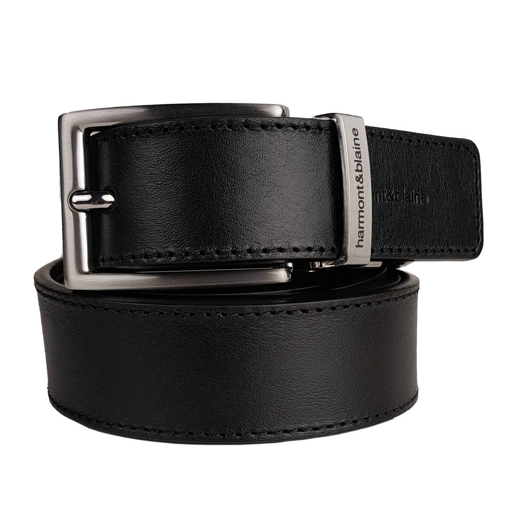 Harmont & Blaine Reversible Black Calfskin Leather Belt - Luksusmuotia Harmont & Blaine - Tutustu YVES JAVANNI® 