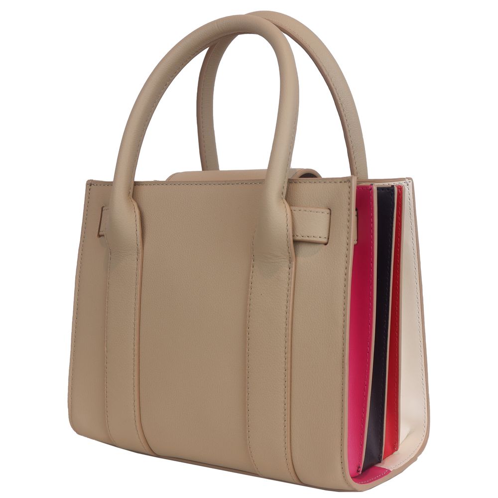 Ungaro Elegant Beige Leather Shoulder Bag with Accordion Design - Luksusmuotia Ungaro - Tutustu YVES JAVANNI® 