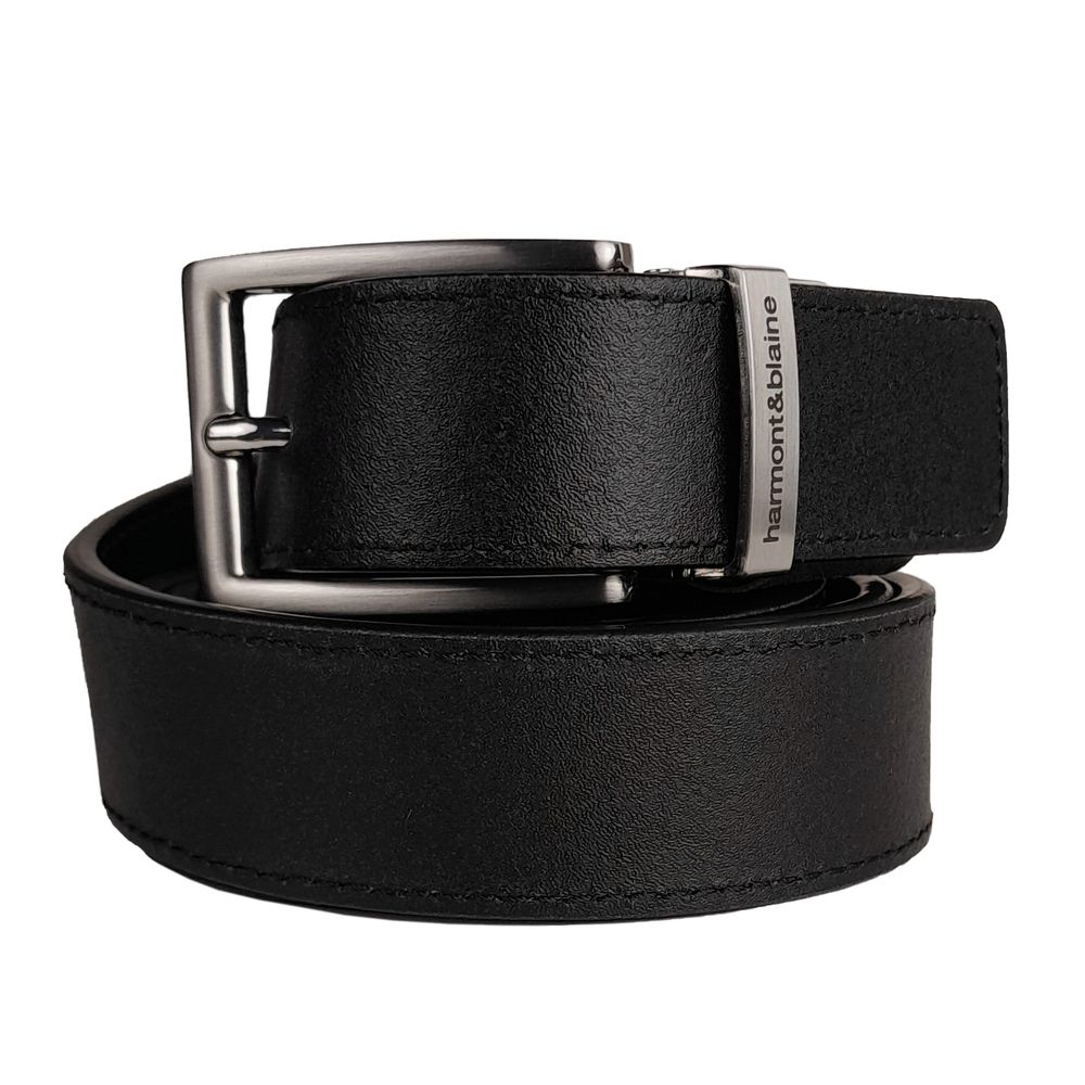 Harmont & Blaine Reversible Black Calfskin Leather Belt - Luksusmuotia Harmont & Blaine - Tutustu YVES JAVANNI® 