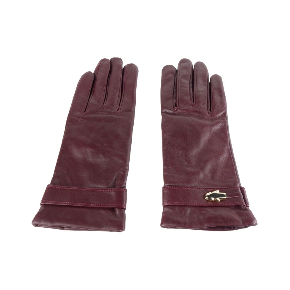 Cavalli Class Elegant Lambskin Leather Gloves in Red - Luxury from Cavalli Class - Shop at YVES JAVANNI