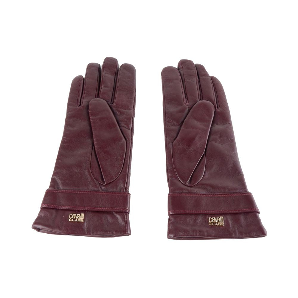 Cavalli Class Elegant Lambskin Leather Gloves in Red - Luksusmuotia Cavalli Class - Tutustu YVES JAVANNI® 