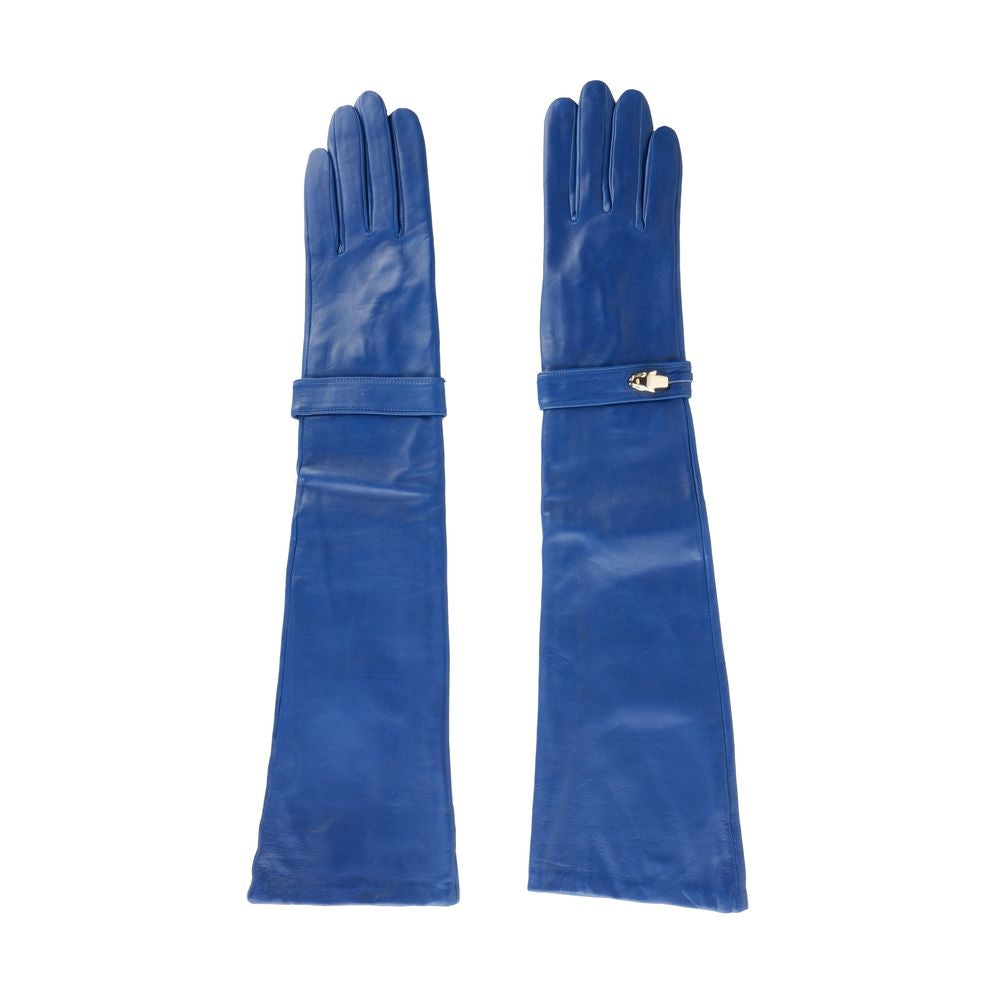 Cavalli Class Elegant Blue Leather Gloves - Luksusmuotia Cavalli Class - Tutustu YVES JAVANNI® 