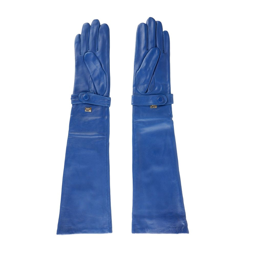 Cavalli Class Elegant Blue Leather Gloves - Luksusmuotia Cavalli Class - Tutustu YVES JAVANNI® 