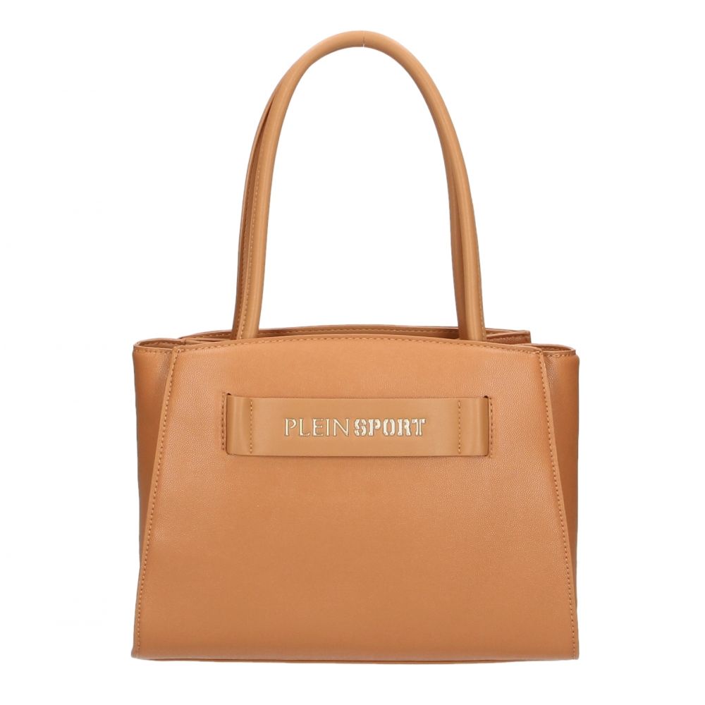 Plein Sport Chic Brown Eco-Leather Shopper with Silver Logo - Luksusmuotia Plein Sport - Tutustu YVES JAVANNI® 