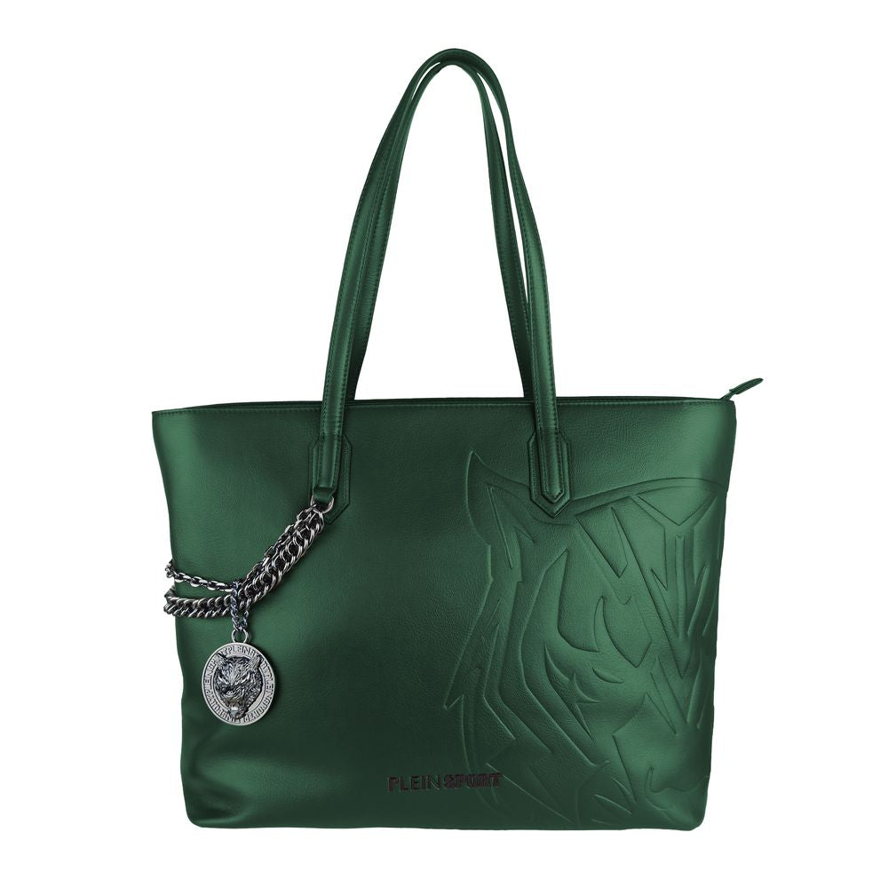 Plein Sport Eco-Chic Dark Green Shoulder Bag with Chain Detail - Luksusmuotia Plein Sport - Tutustu YVES JAVANNI® 