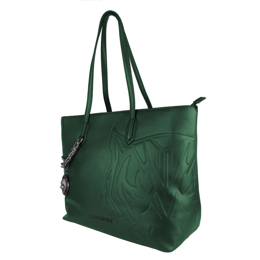 Plein Sport Eco-Chic Dark Green Shoulder Bag with Chain Detail - Luksusmuotia Plein Sport - Tutustu YVES JAVANNI® 