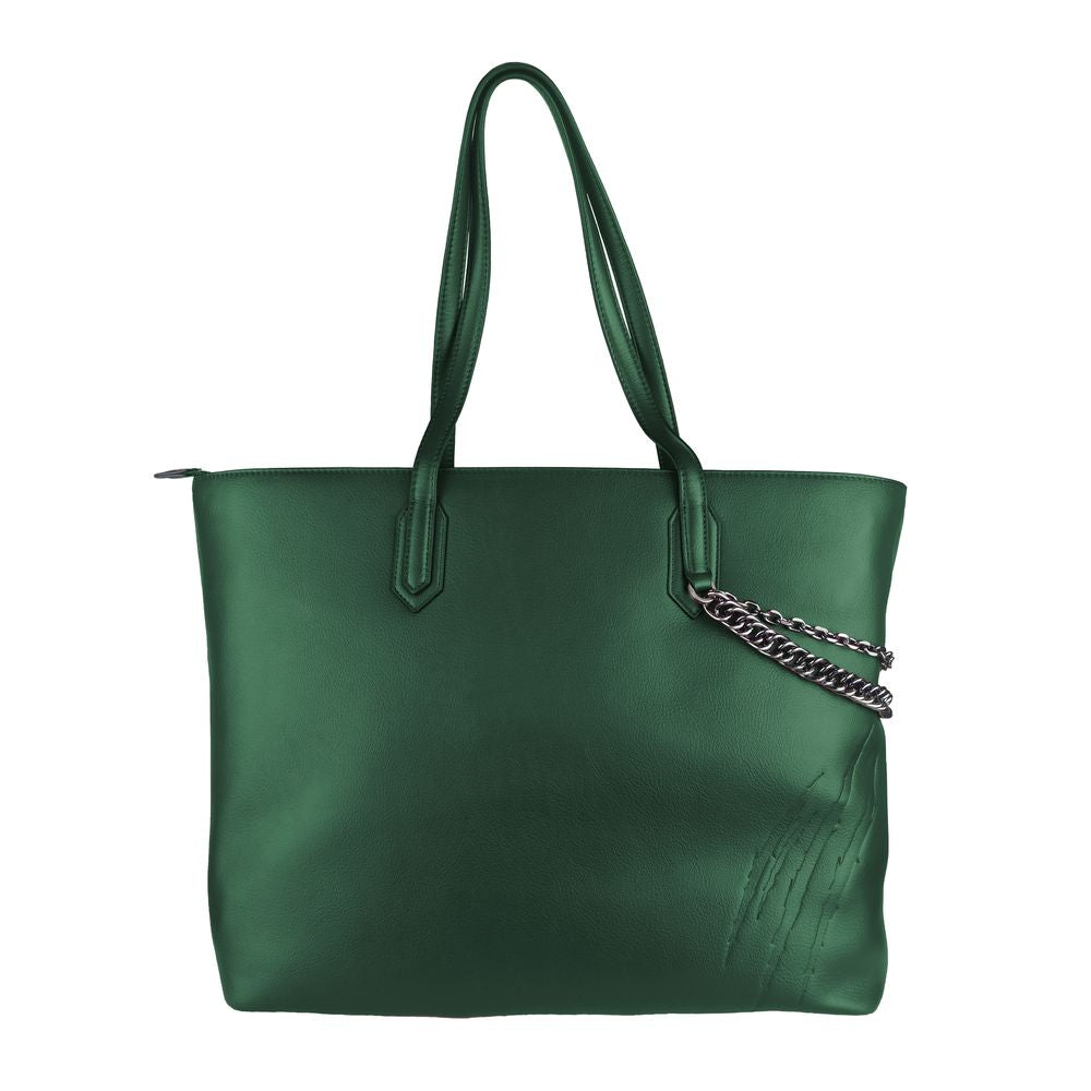 Plein Sport Eco-Chic Dark Green Shoulder Bag with Chain Detail - Luksusmuotia Plein Sport - Tutustu YVES JAVANNI® 