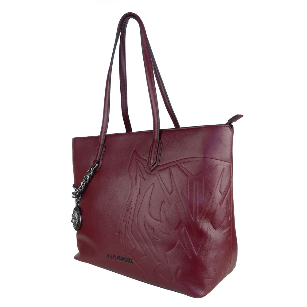 Plein Sport Eco-Leather Chic Burgundy Shopper with Chain Detail - Luksusmuotia Plein Sport - Tutustu YVES JAVANNI® 