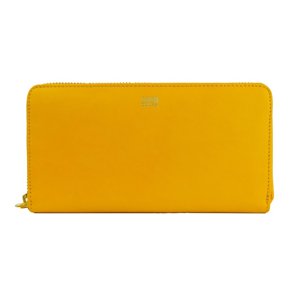 Cavalli Class Elegant Calfskin Leather Wallet in Vibrant Yellow - Luksusmuotia Cavalli Class - Tutustu YVES JAVANNI® 