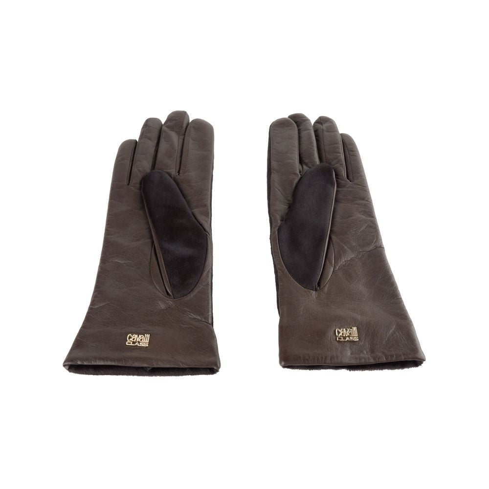 Cavalli Class Brown Lambskin Women Glove - Luksuslaukut ja asusteet Cavalli Class - Tutustu YVES JAVANNI® 