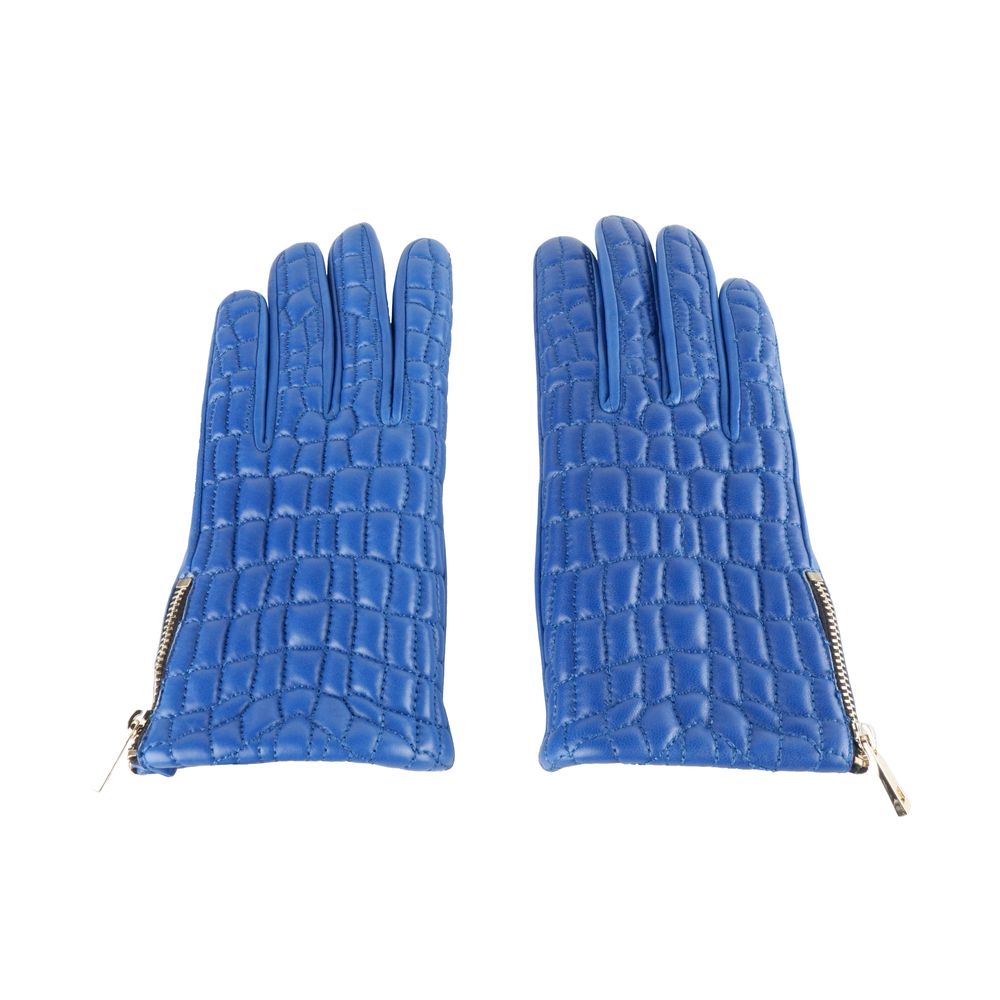 Cavalli Class Elegant Lambskin Leather Gloves in Captivating Blue - Luksusmuotia Cavalli Class - Tutustu YVES JAVANNI® 