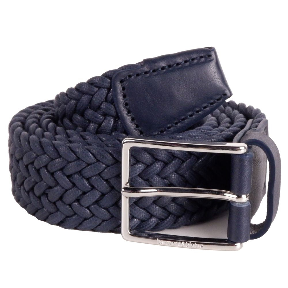 Harmont & Blaine Elegant Dark Blue Fabric Belt with Silver Buckle - Luksusmuotia Harmont & Blaine - Tutustu YVES JAVANNI® 