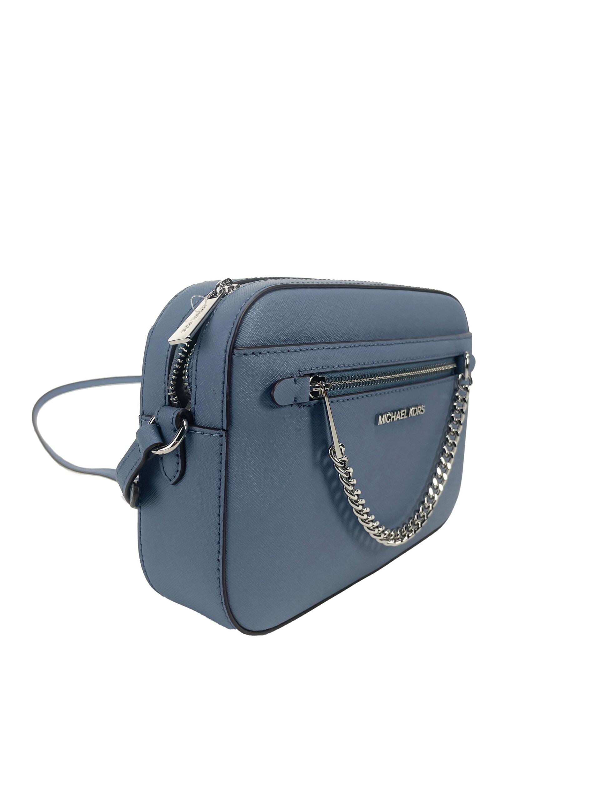 Michael Kors Jet Set East West Large Denim Leather Zip Chain Crossbody Bag - Luksusmuotia Michael Kors - Tutustu YVES JAVANNI® 