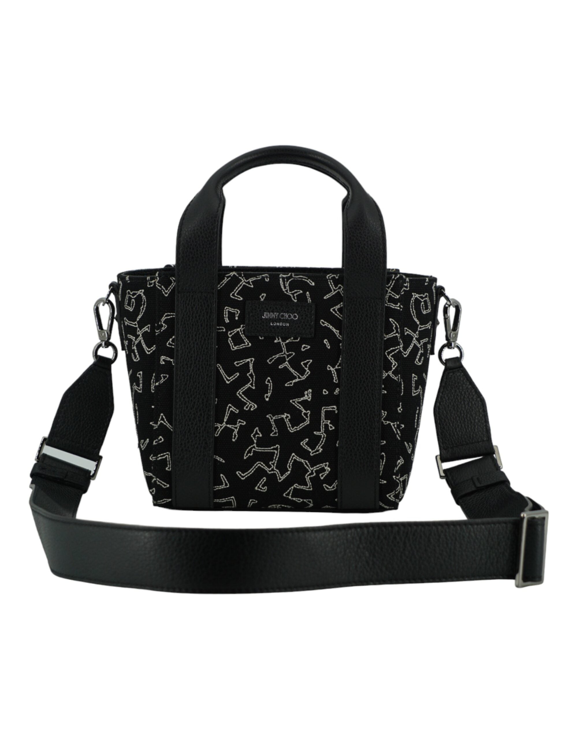 Jimmy Choo Black Leather and Canvas Small Tote Bag - Luksusmuotia Jimmy Choo - Tutustu YVES JAVANNI® 