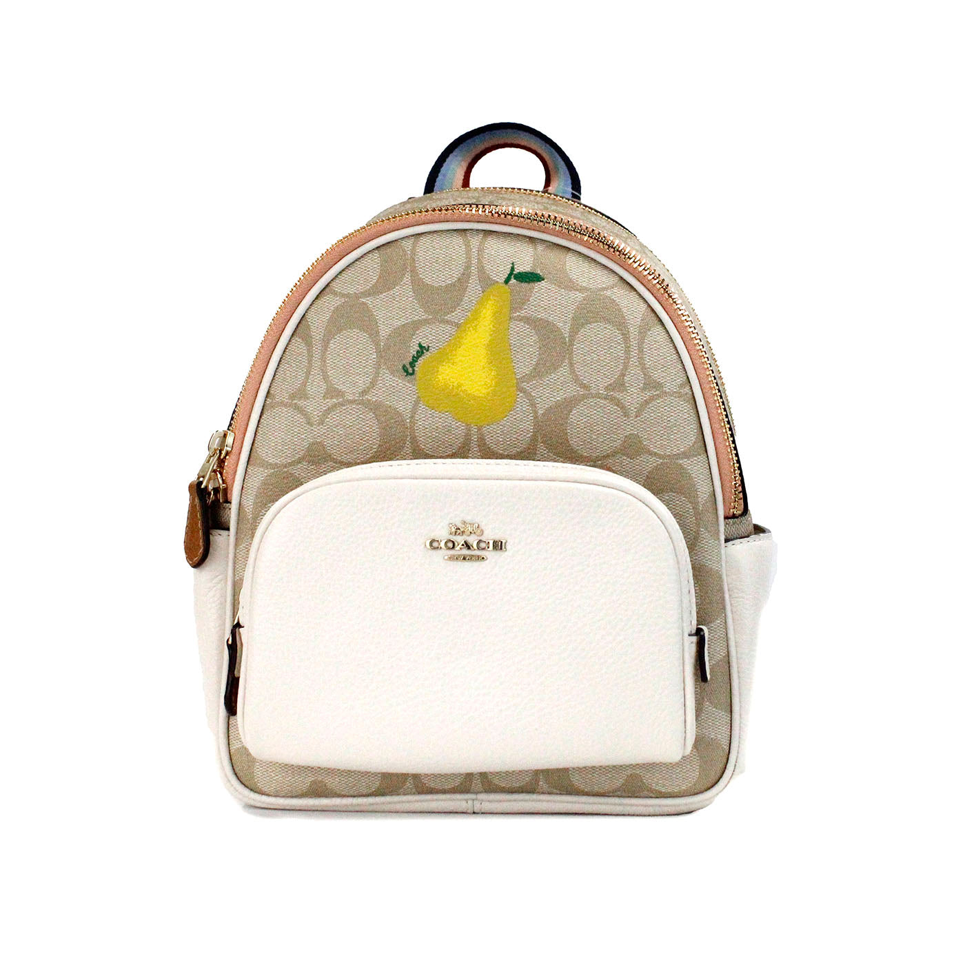 COACH Mini Court Signature Pear Motif Shoulder Backpack Bookbag Bag Chalk Taffy - Luxury from COACH - Shop at YVES JAVANNI