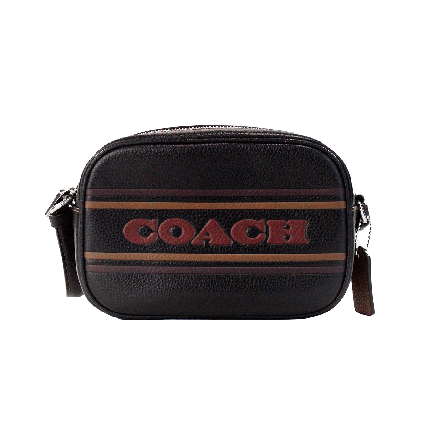 COACH Jamie Mini Black Logo Stripe Leather Camera Crossbody Bag - Luksusmuotia COACH - Tutustu YVES JAVANNI® 