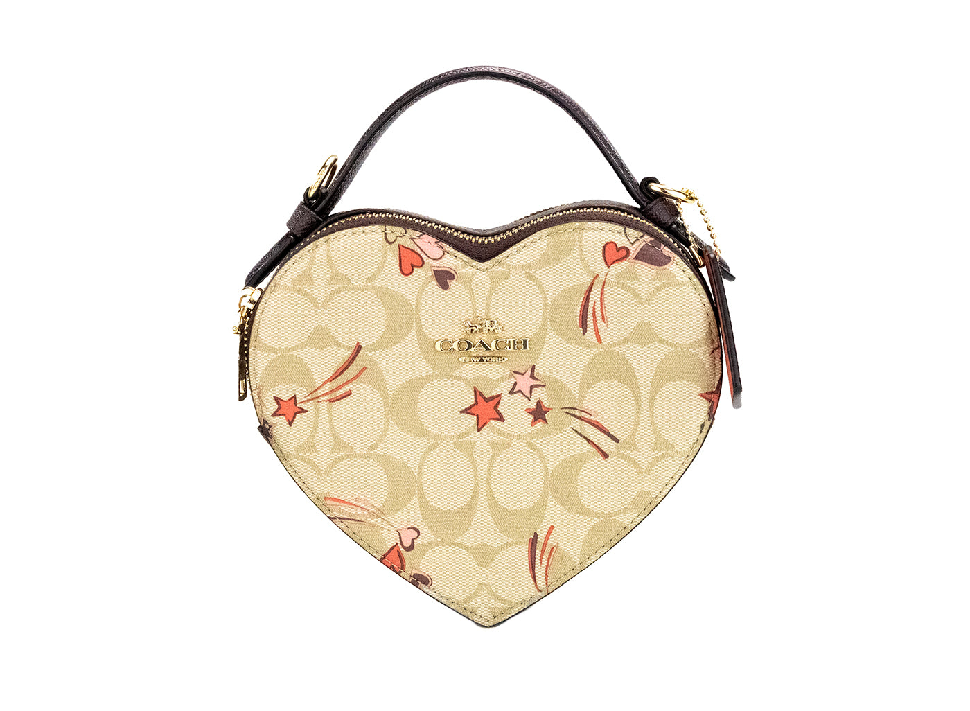 COACH Heart Small Light Khaki Star Canvas Crossbody Bag Purse - Luksusmuotia COACH - Tutustu YVES JAVANNI® 