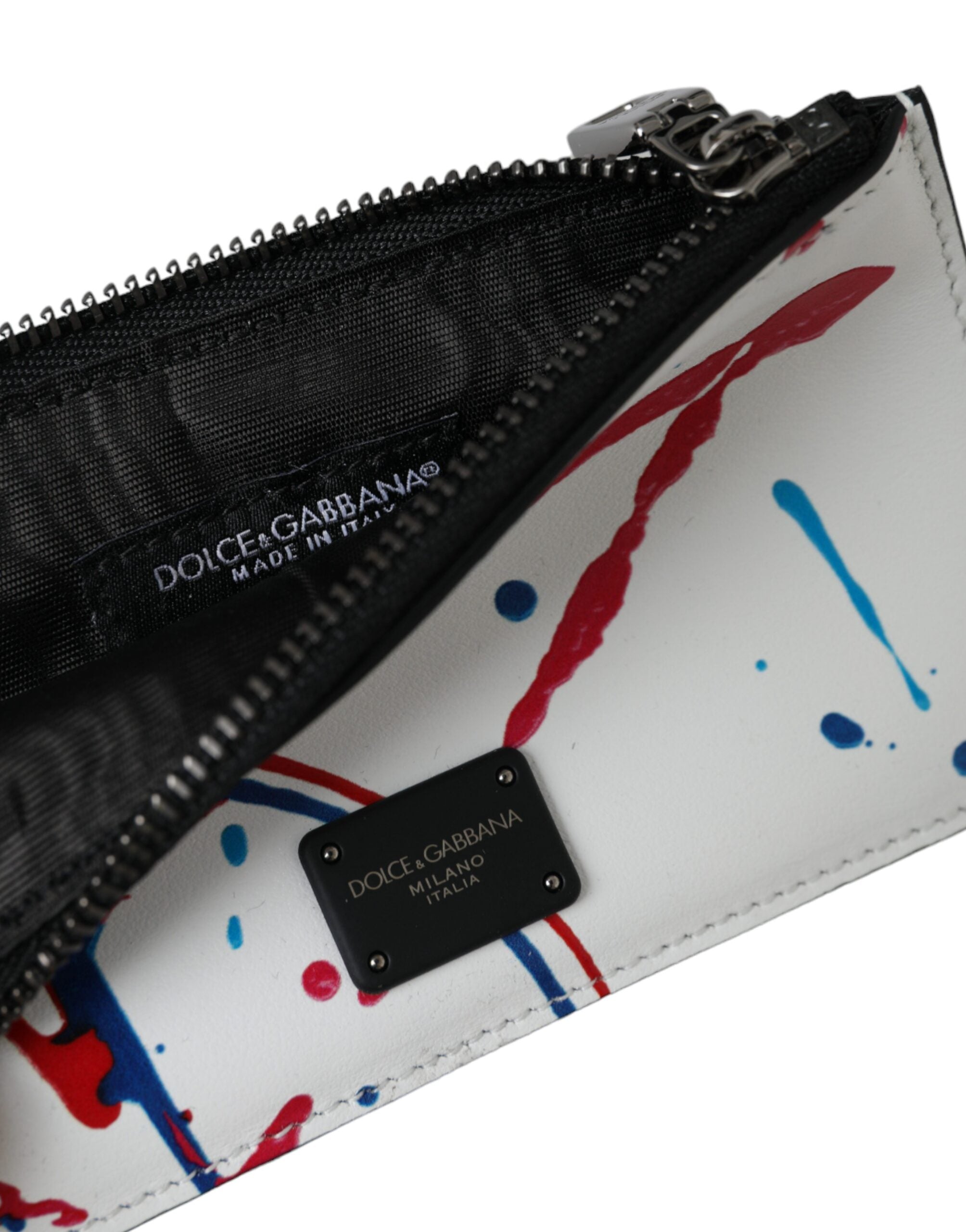 Dolce & Gabbana White Leather Zip Logo Keyring Cardholder Purse Wallet - Luksusmuotia Dolce & Gabbana - Tutustu YVES JAVANNI® 